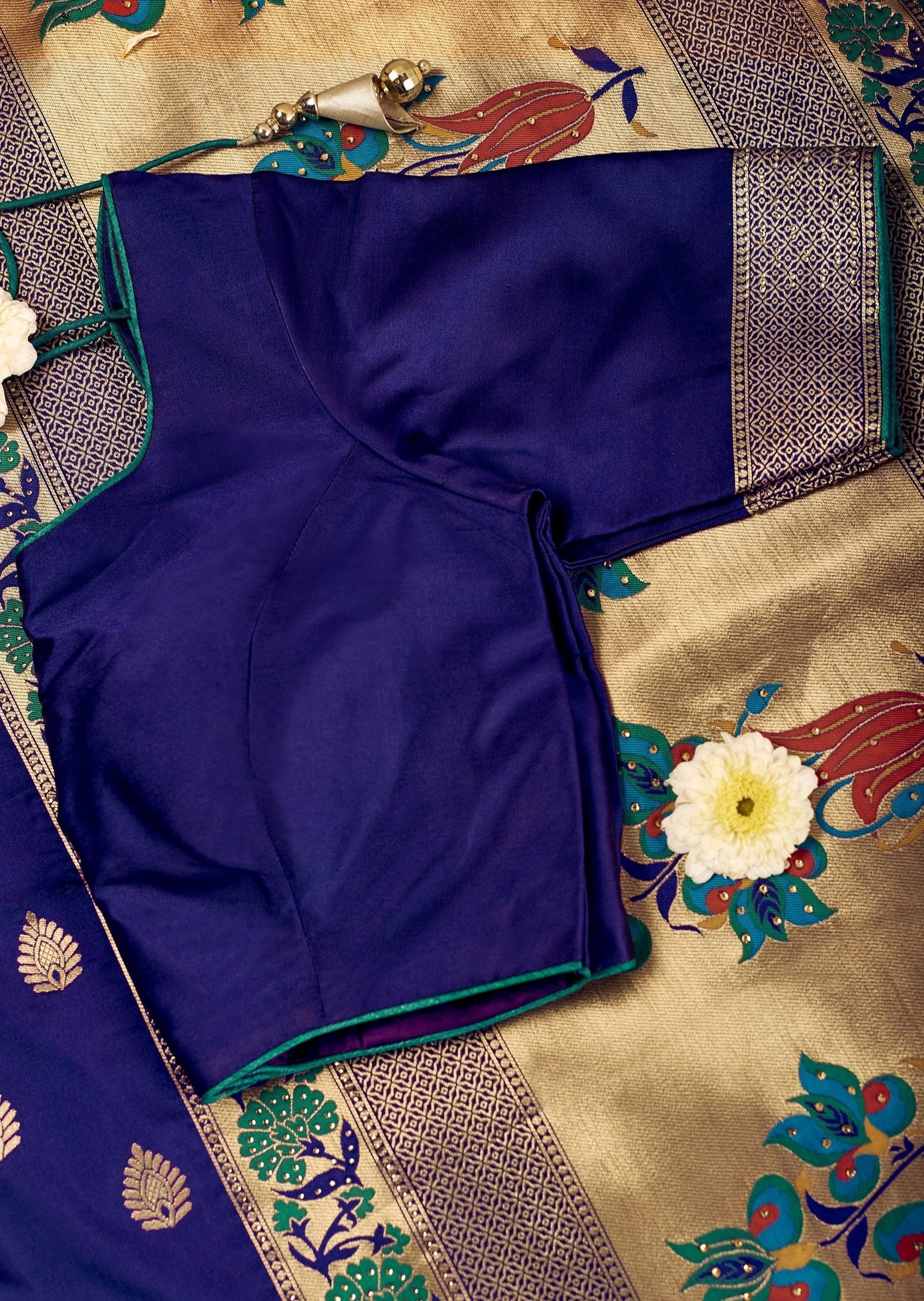 Pure Silk Blue Paithani Saree with Two Blouses