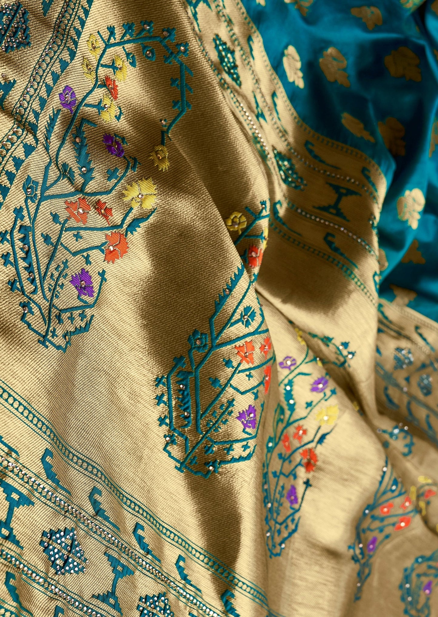 Pure Silk Blue Paithani Saree with Two Blouses