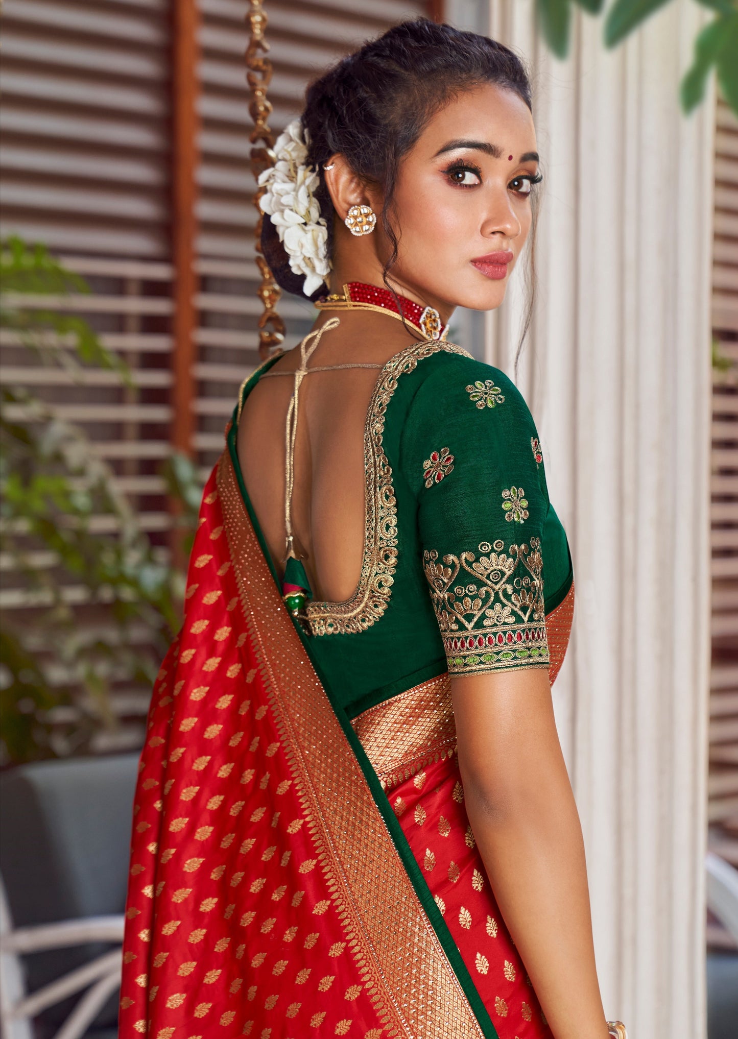 Pure Silk Red Paithani Saree with Two Blouses