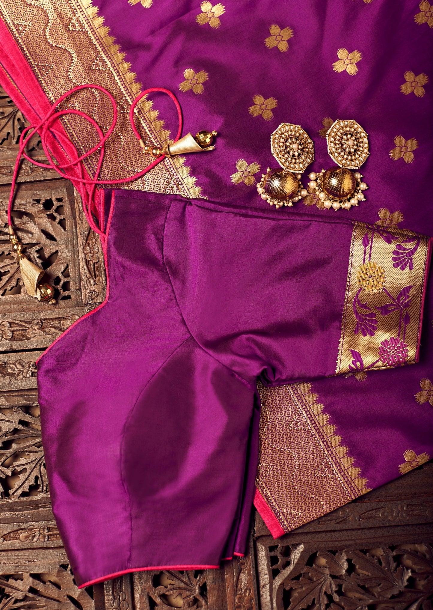 Pure Silk Magenta Pink Paithani Saree with Two Blouses