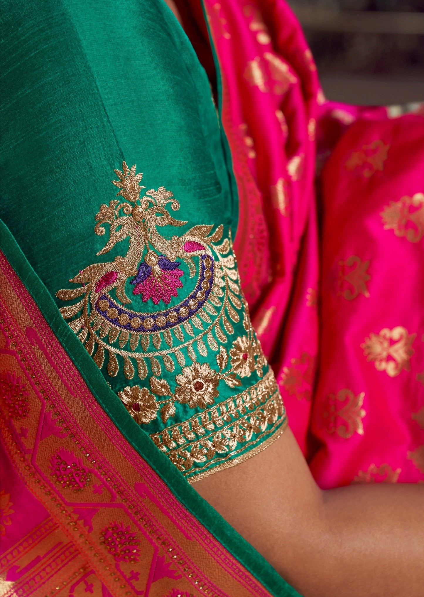 Pure Silk Hot Pink Paithani Saree with Two Blouses