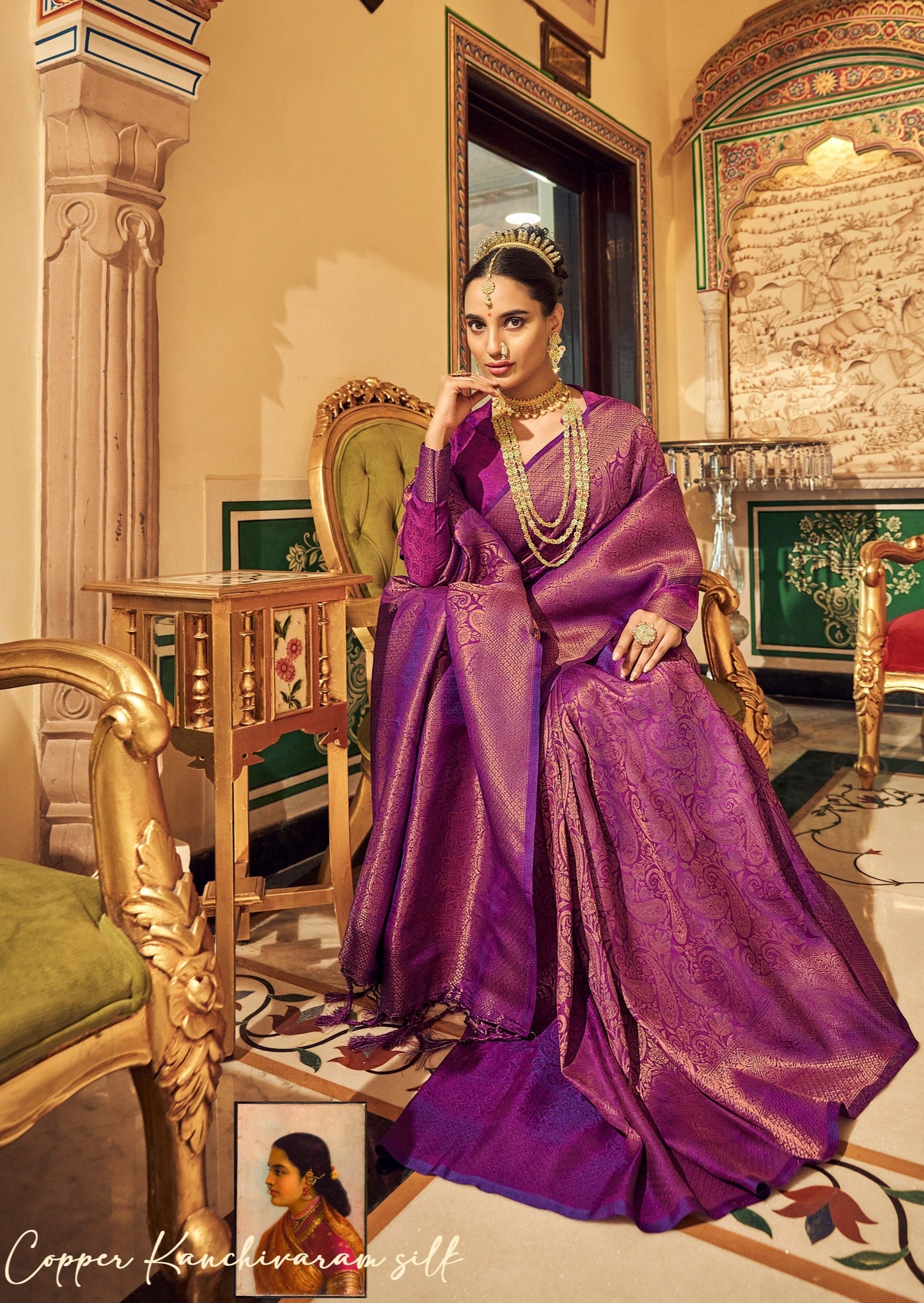 Handloom Silk Magenta Pink Kanjivaram Bridal Saree