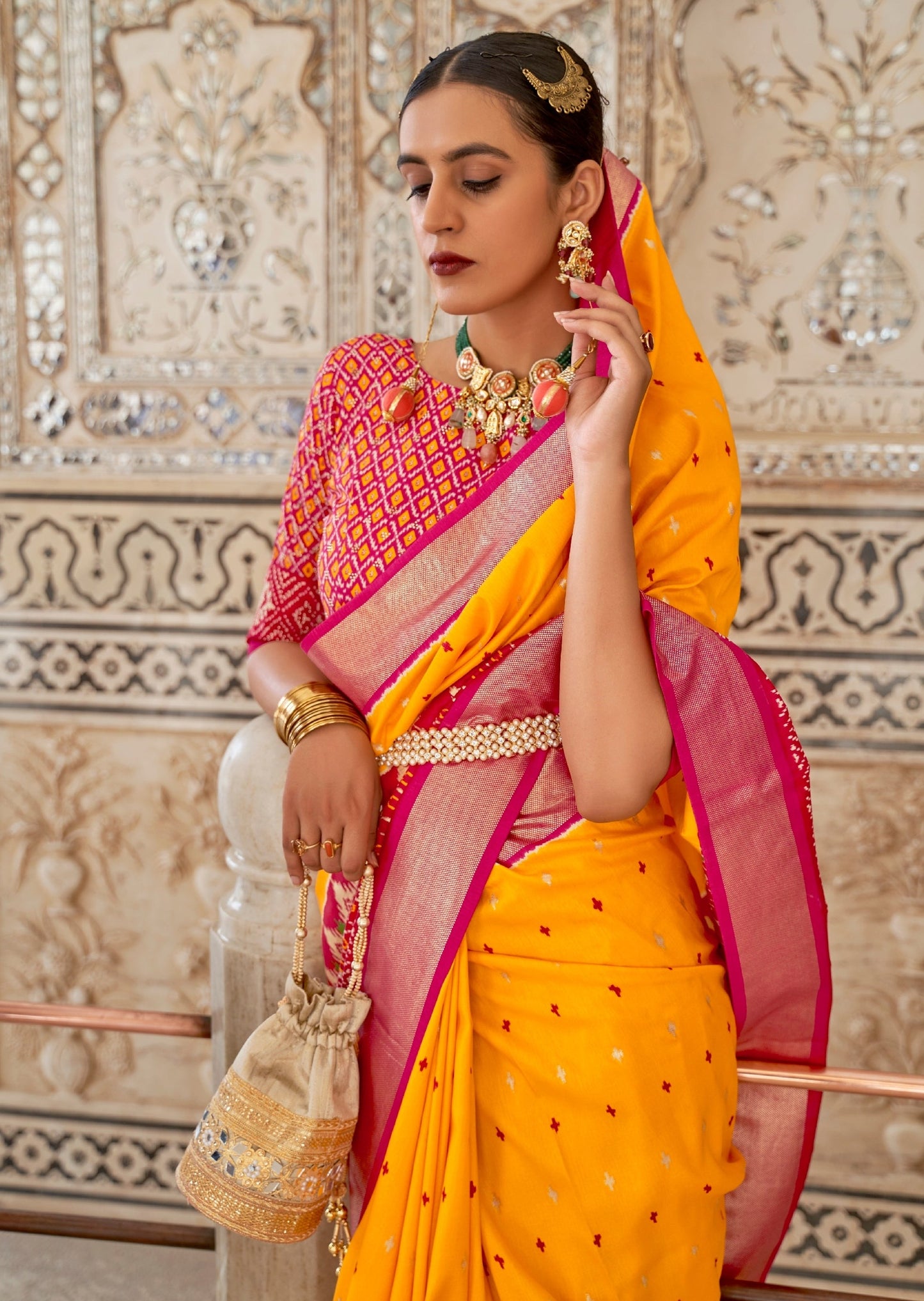 Patan Patola Yellow Ikat Saree