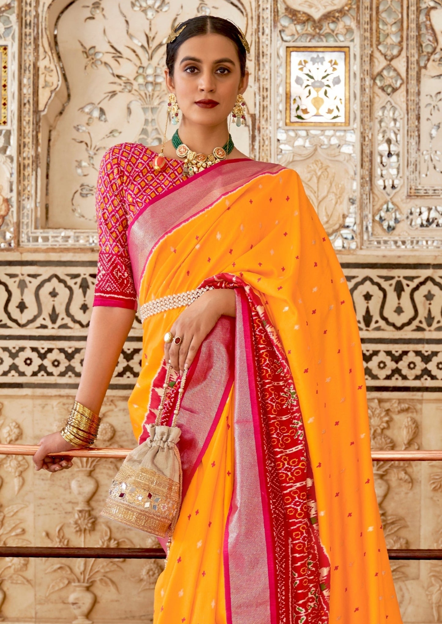 Patan Patola Yellow Ikat Saree
