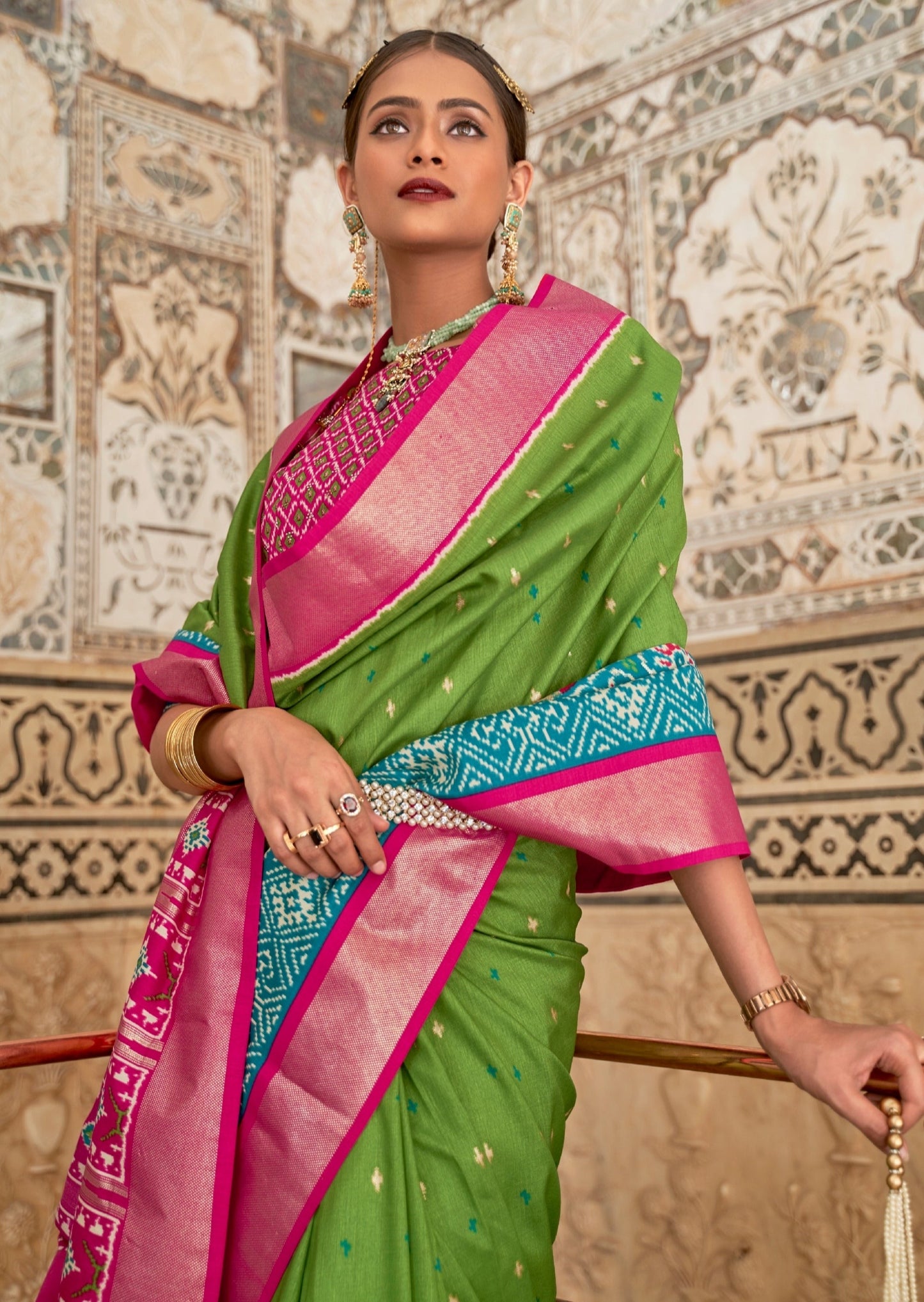 Patan Patola Moss Green Saree