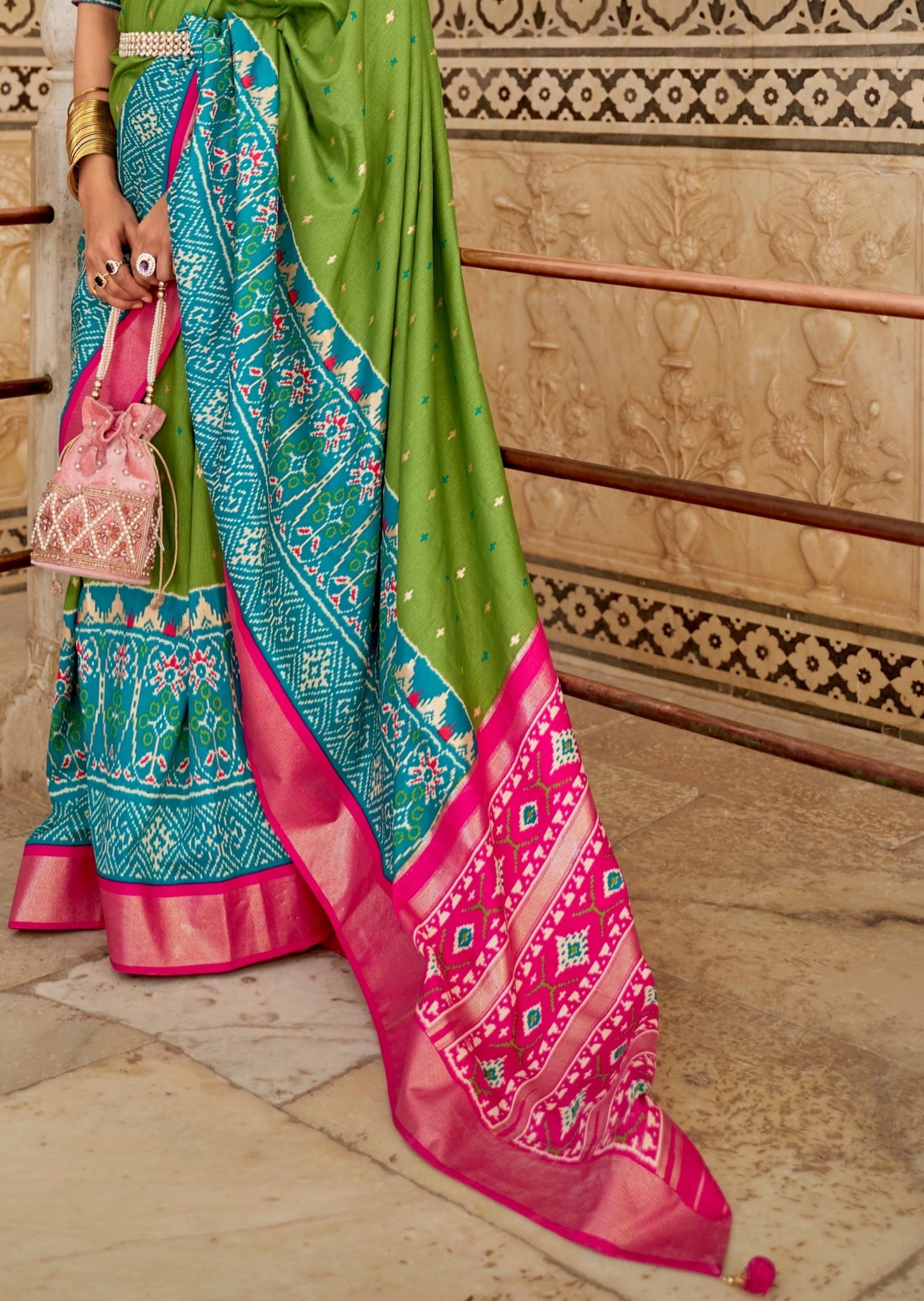 Patan Patola Moss Green Saree