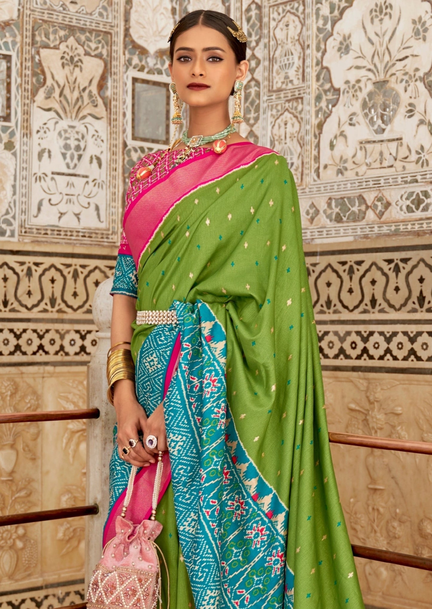 Patan Patola Moss Green Saree