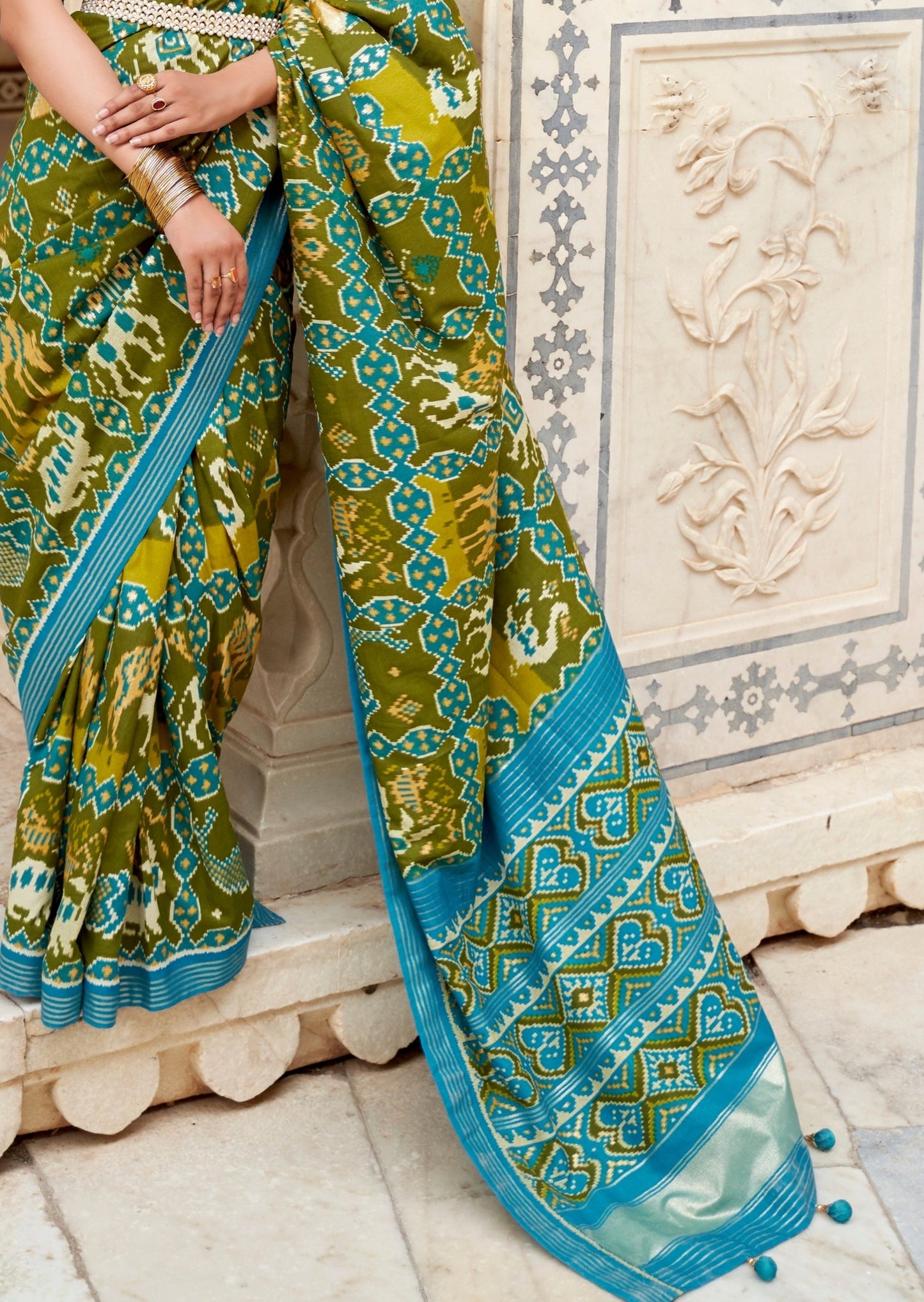Mehendi Green Patola Saree