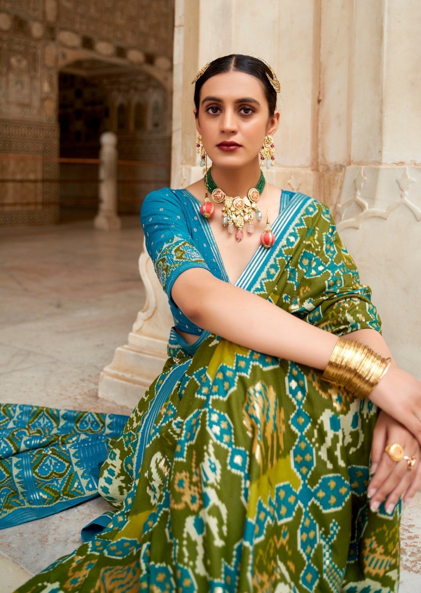 Mehendi Green Patola Saree