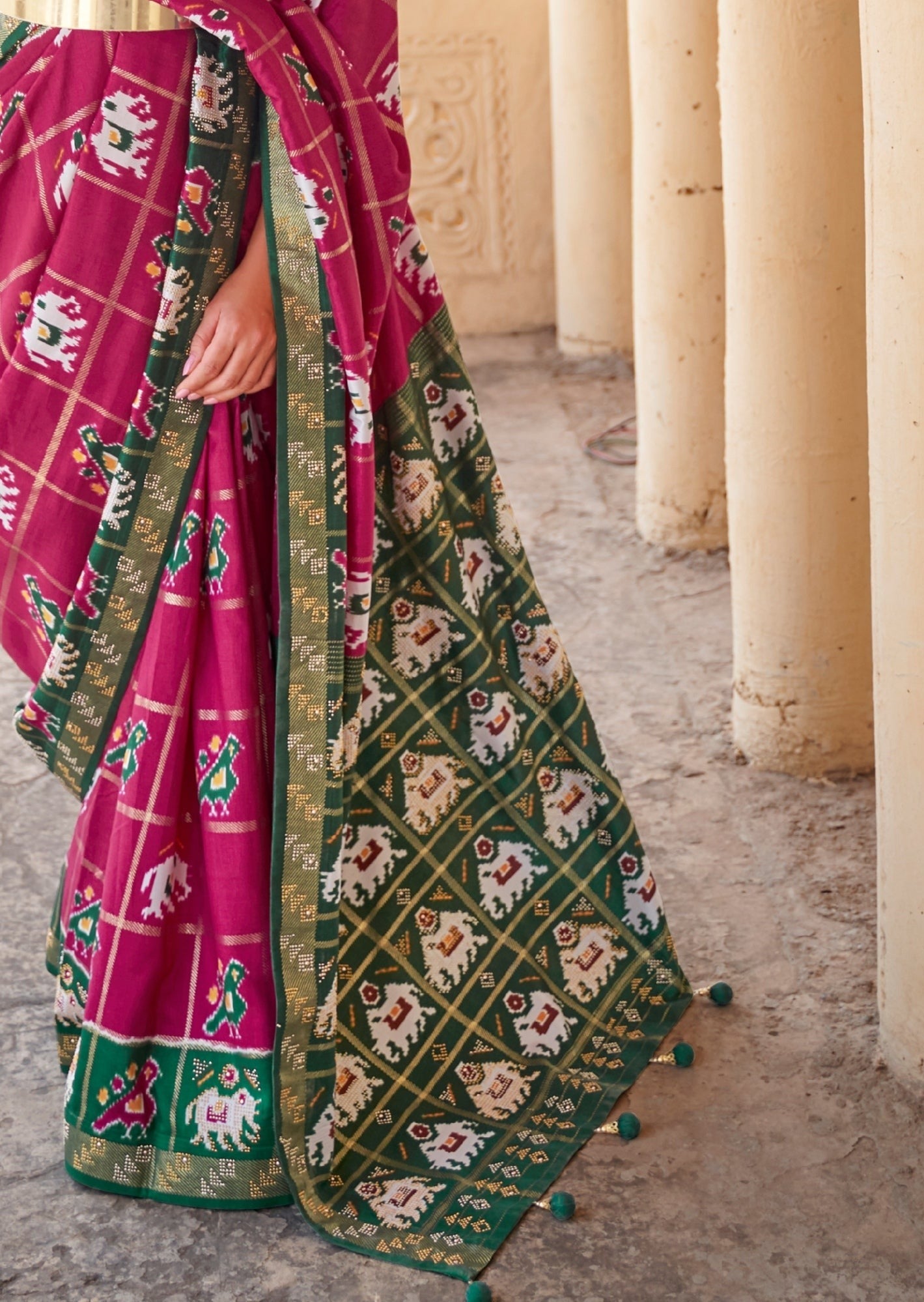 Pink Patola Ikat Saree