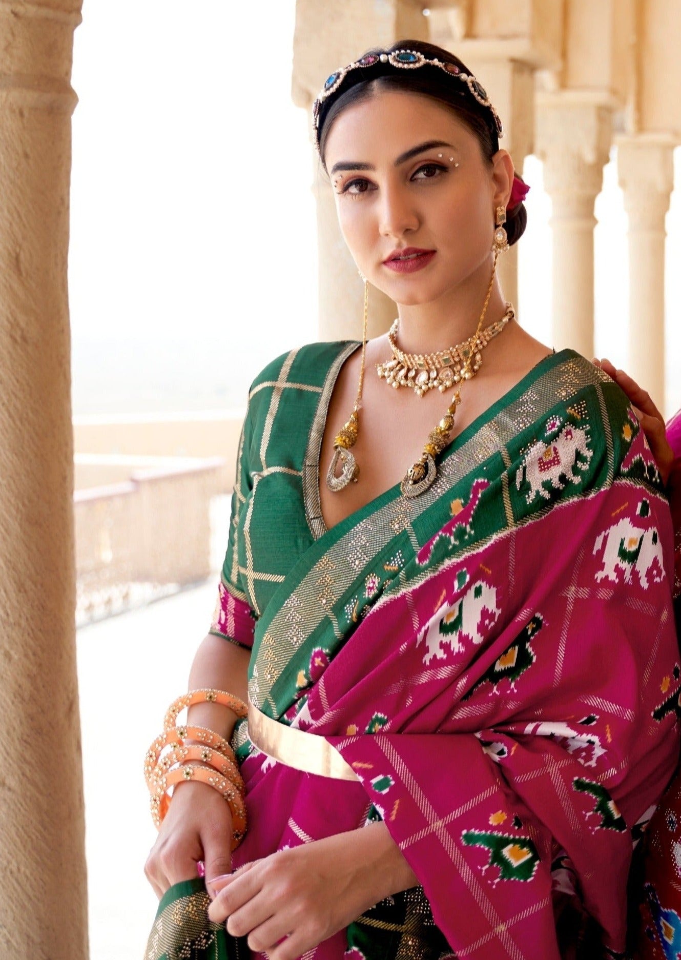 Pink Patola Ikat Saree