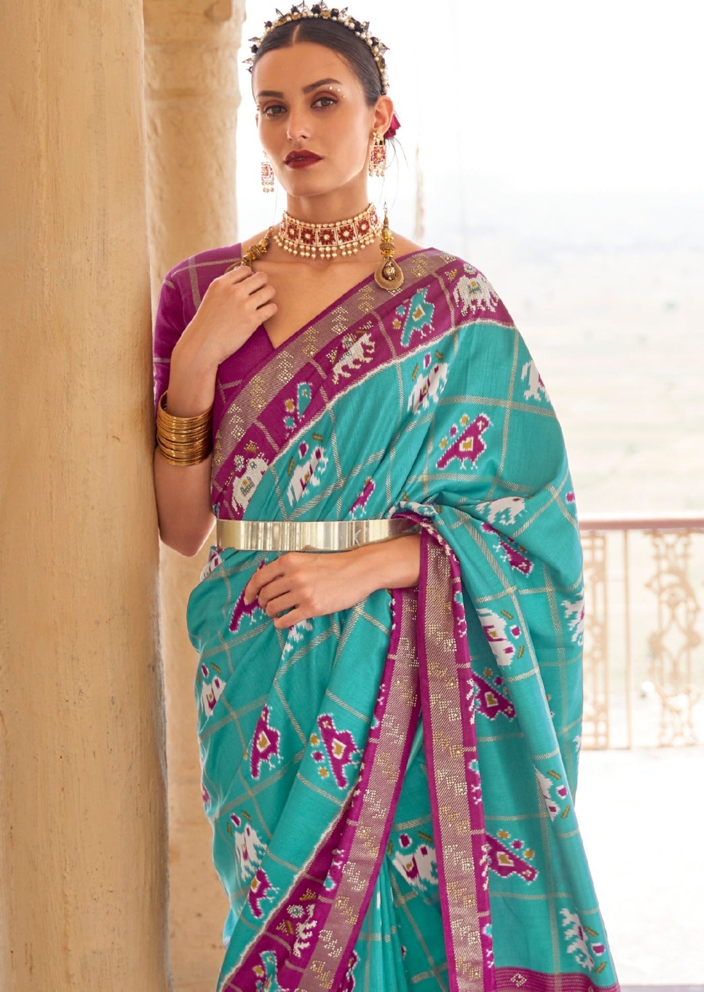 Blue patola saree