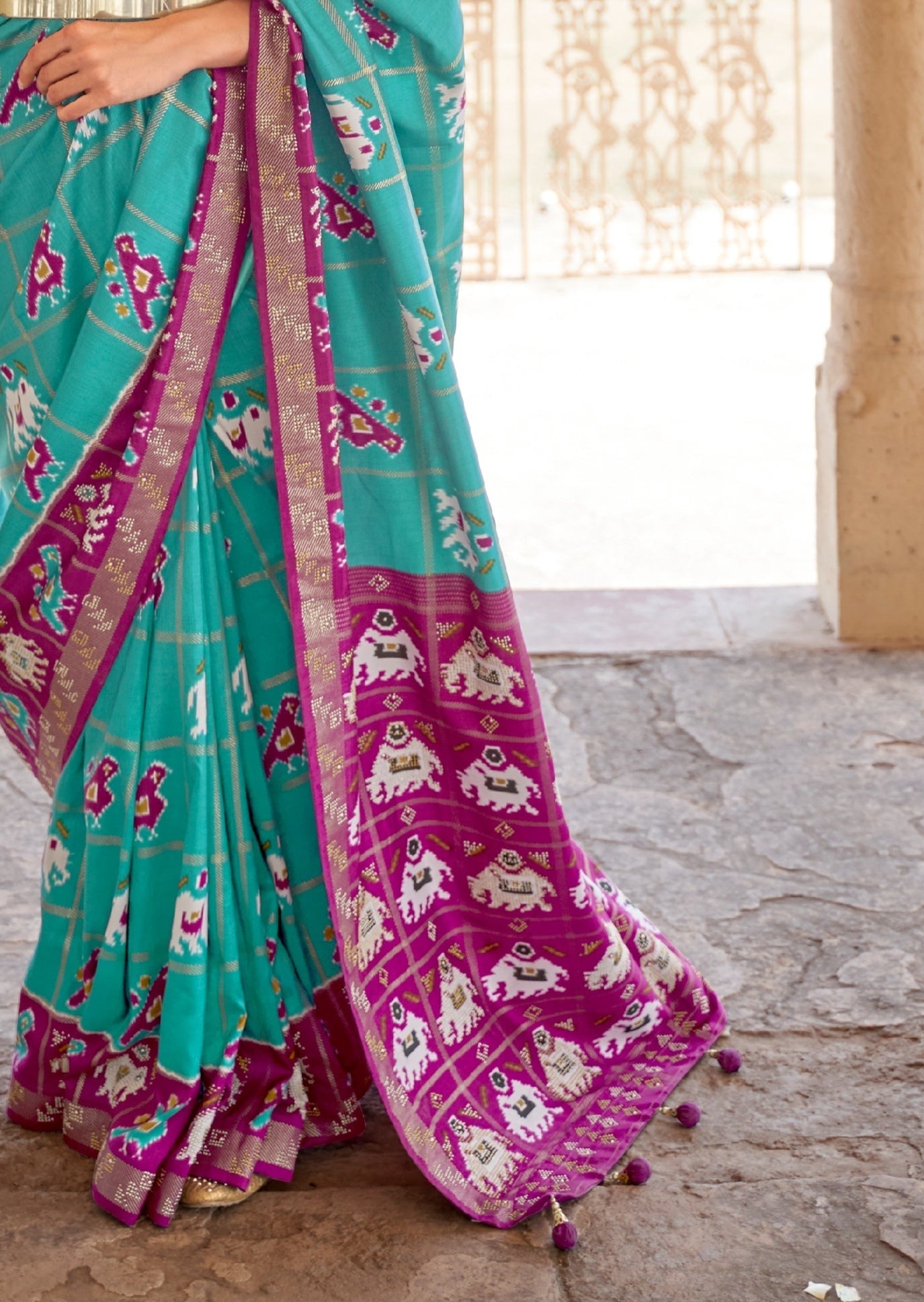 Patola Silk Ocean Blue Saree