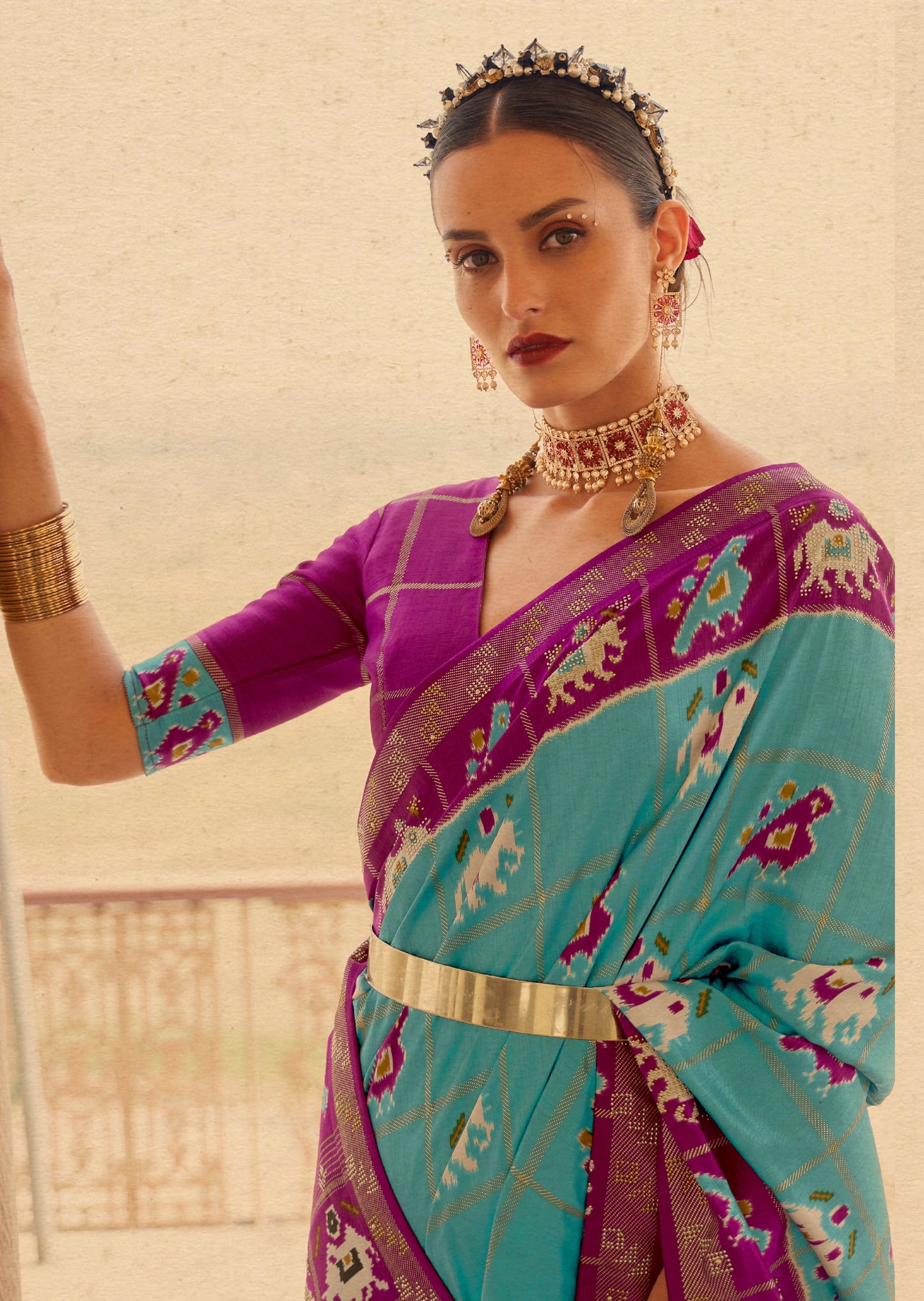 Patola Silk Ocean Blue Saree