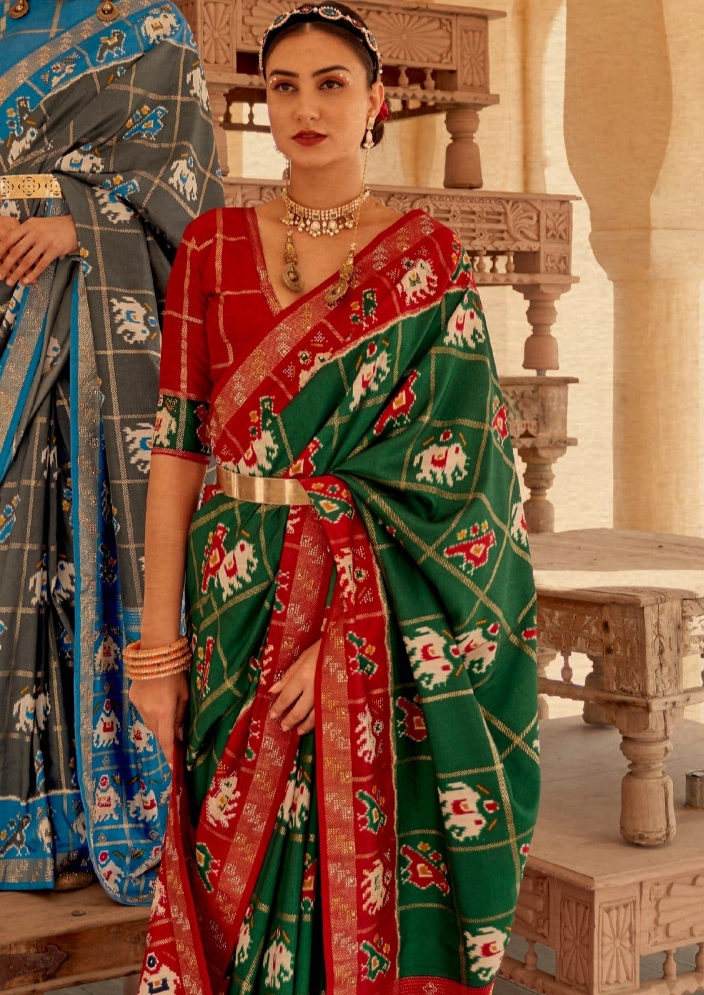 Patan Patola Emerald Green Saree