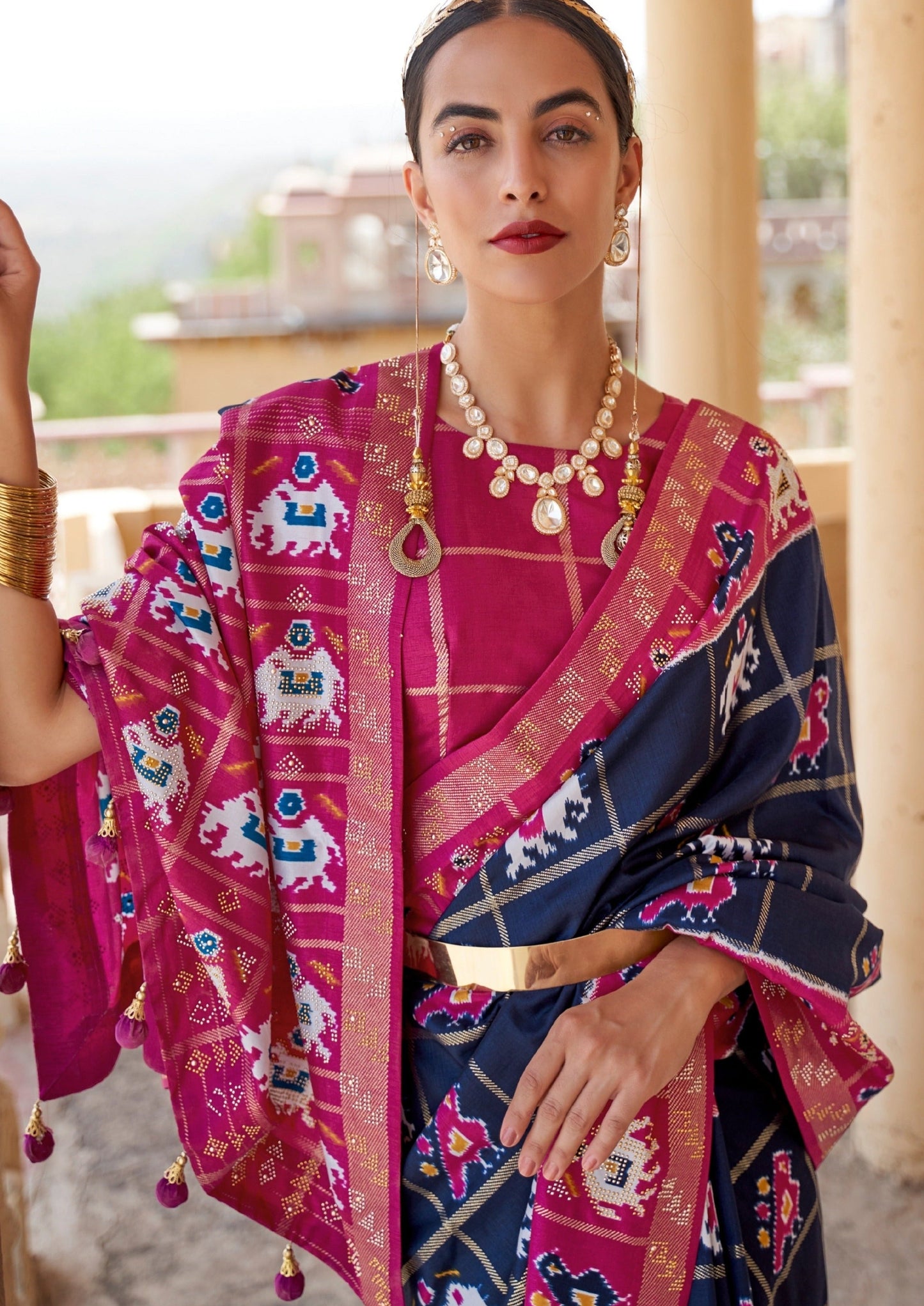 Patan Patola Navy Blue Saree