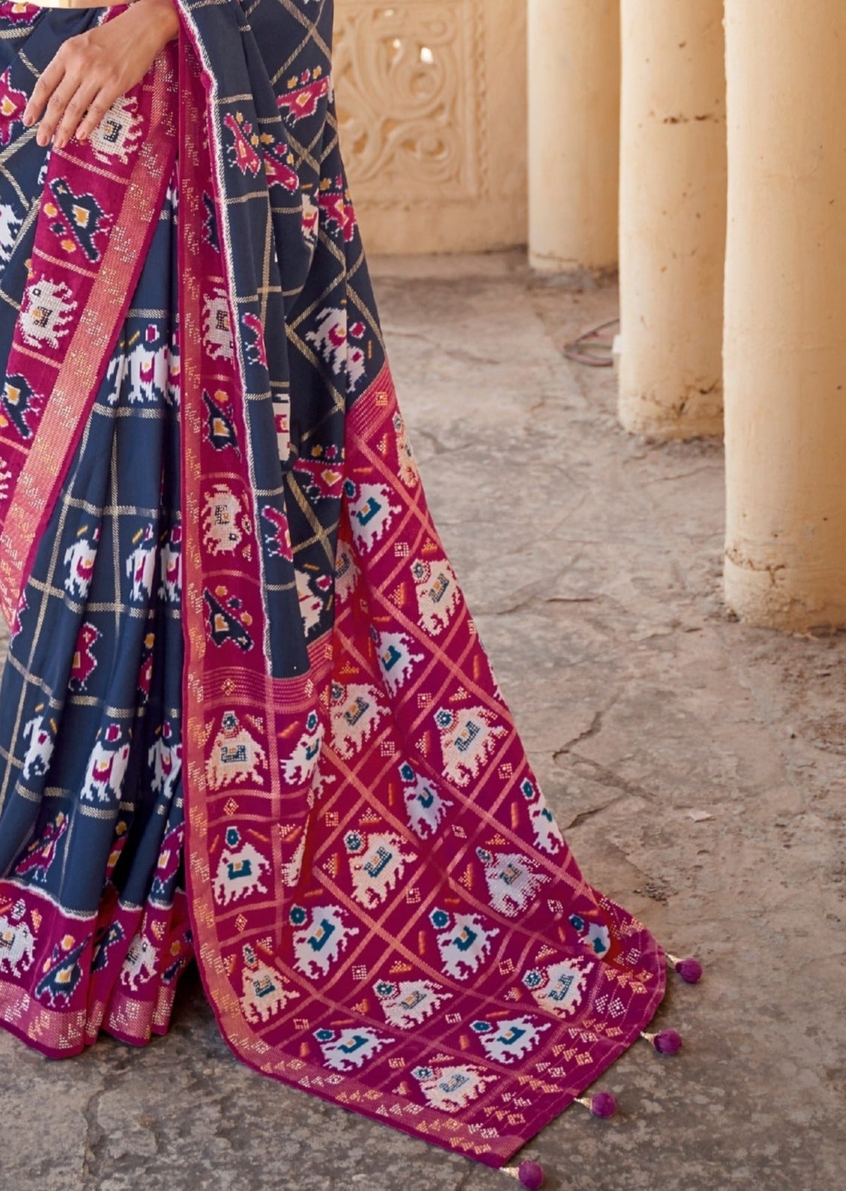 Patan Patola Navy Blue Saree