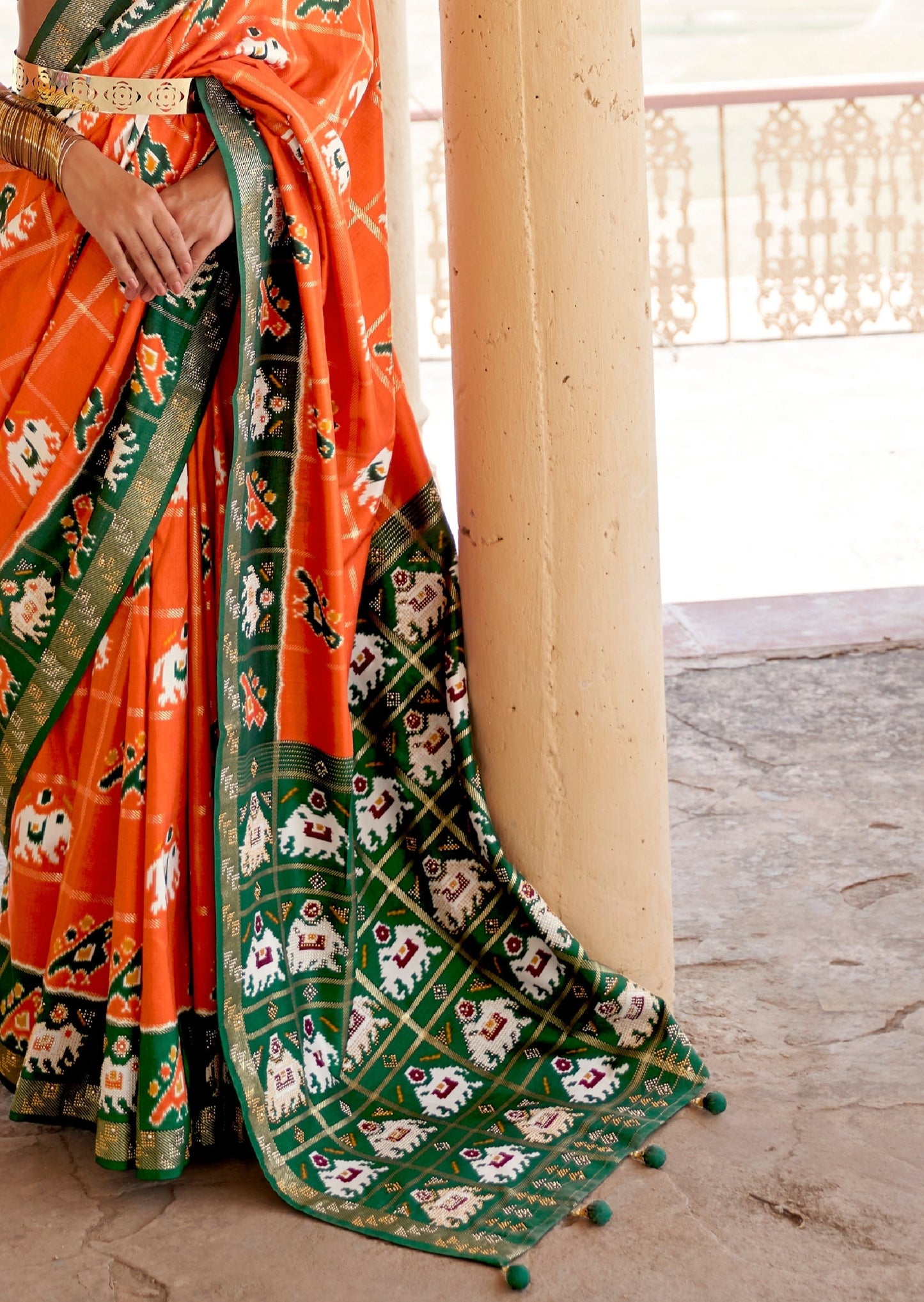 Patan Patola Narangi Orange Saree