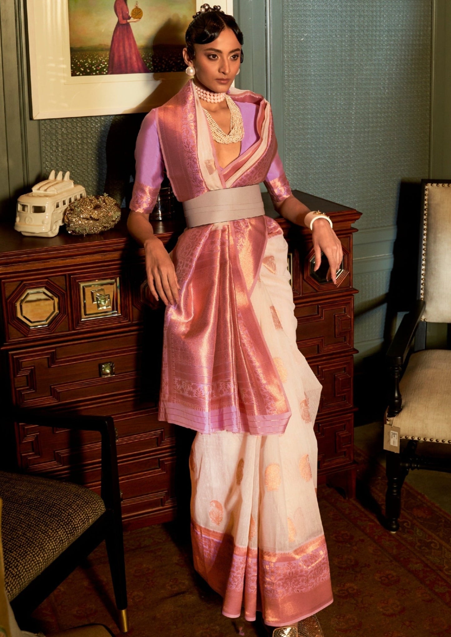 Pure linen saree online