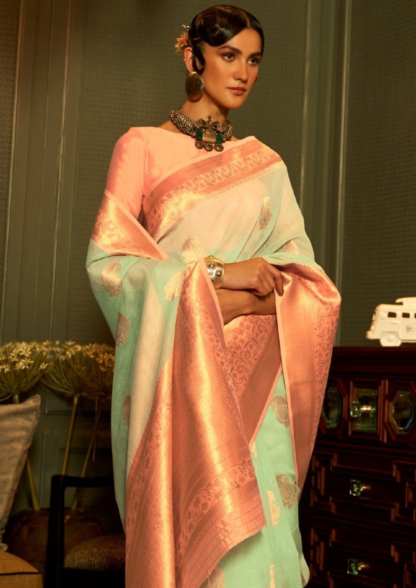 Pure linen saree online