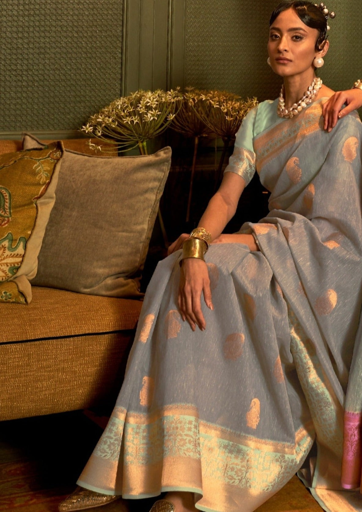 Pure linen saree online