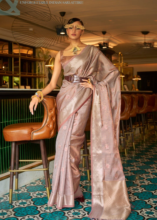 Banarasi Organza Handloom Saree (Silverberry Purple)