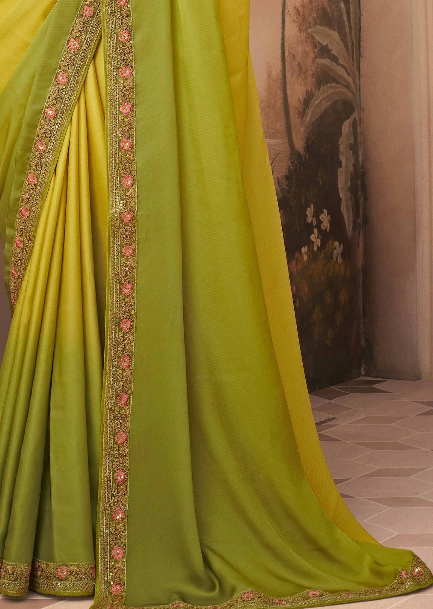 Milano Silk Parrot Green Saree
