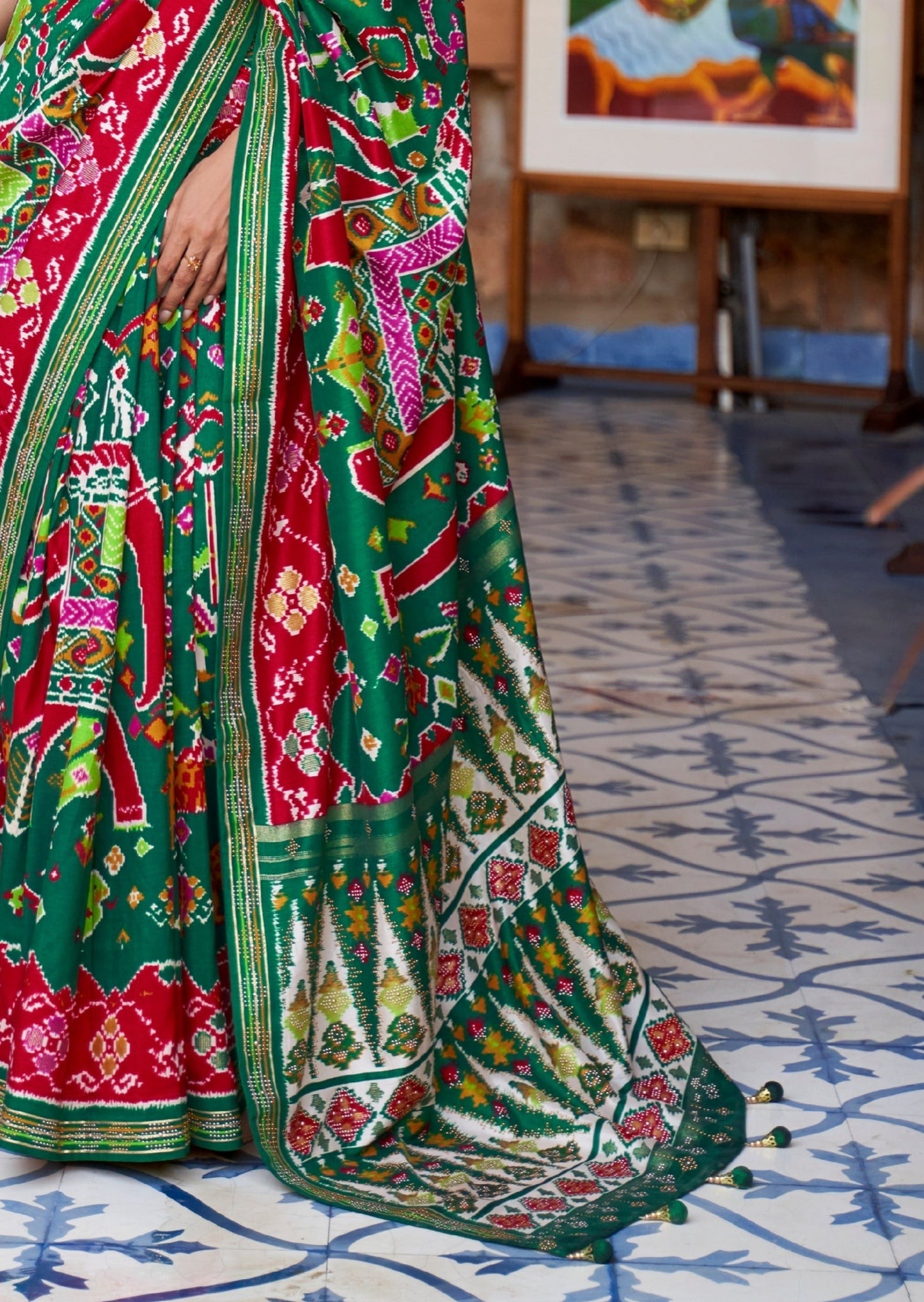 Patola Silk Pine Green Saree