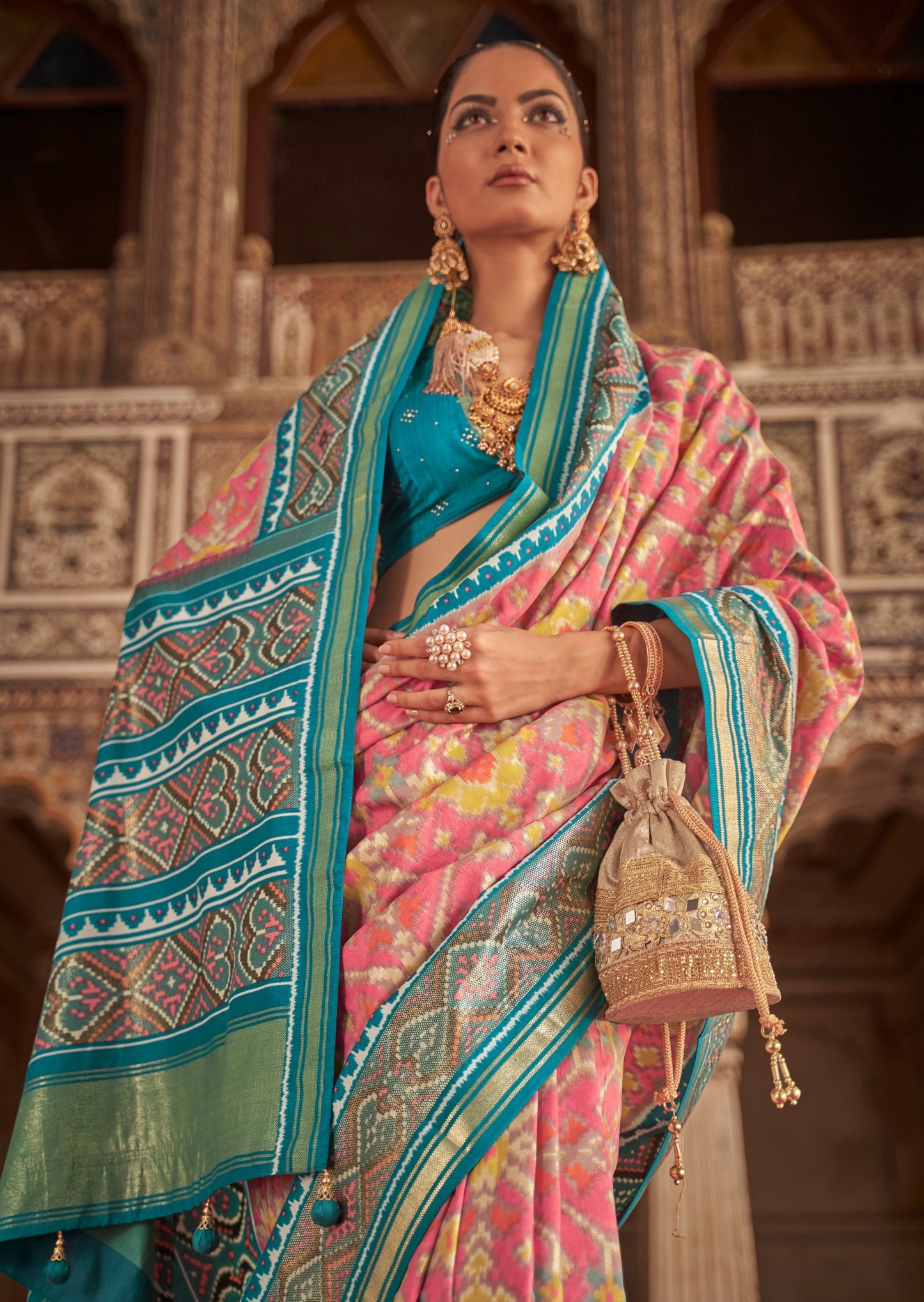 Patola Silk Powder Pink Saree