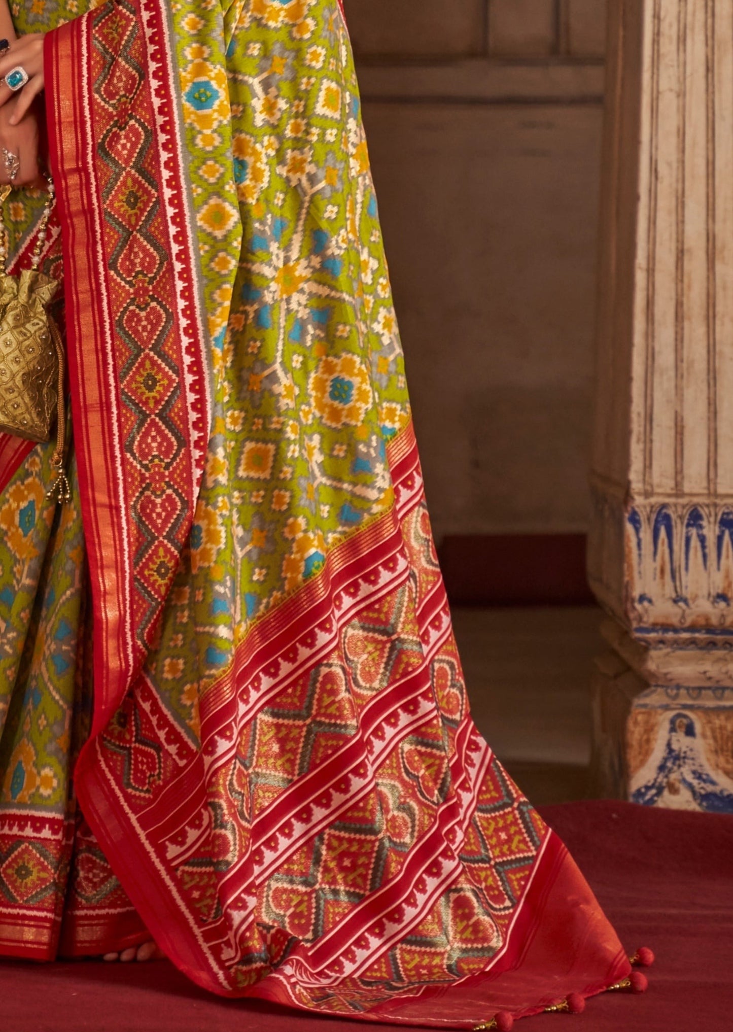 Patola Silk Lawn Green Saree
