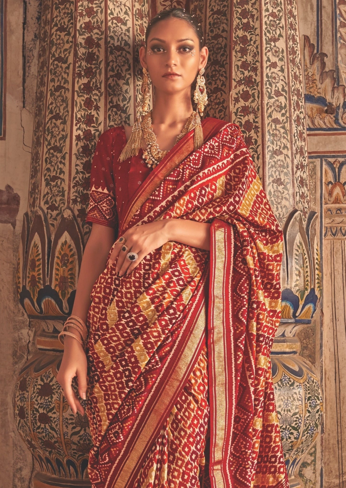 Red and Yellow Patola Saree