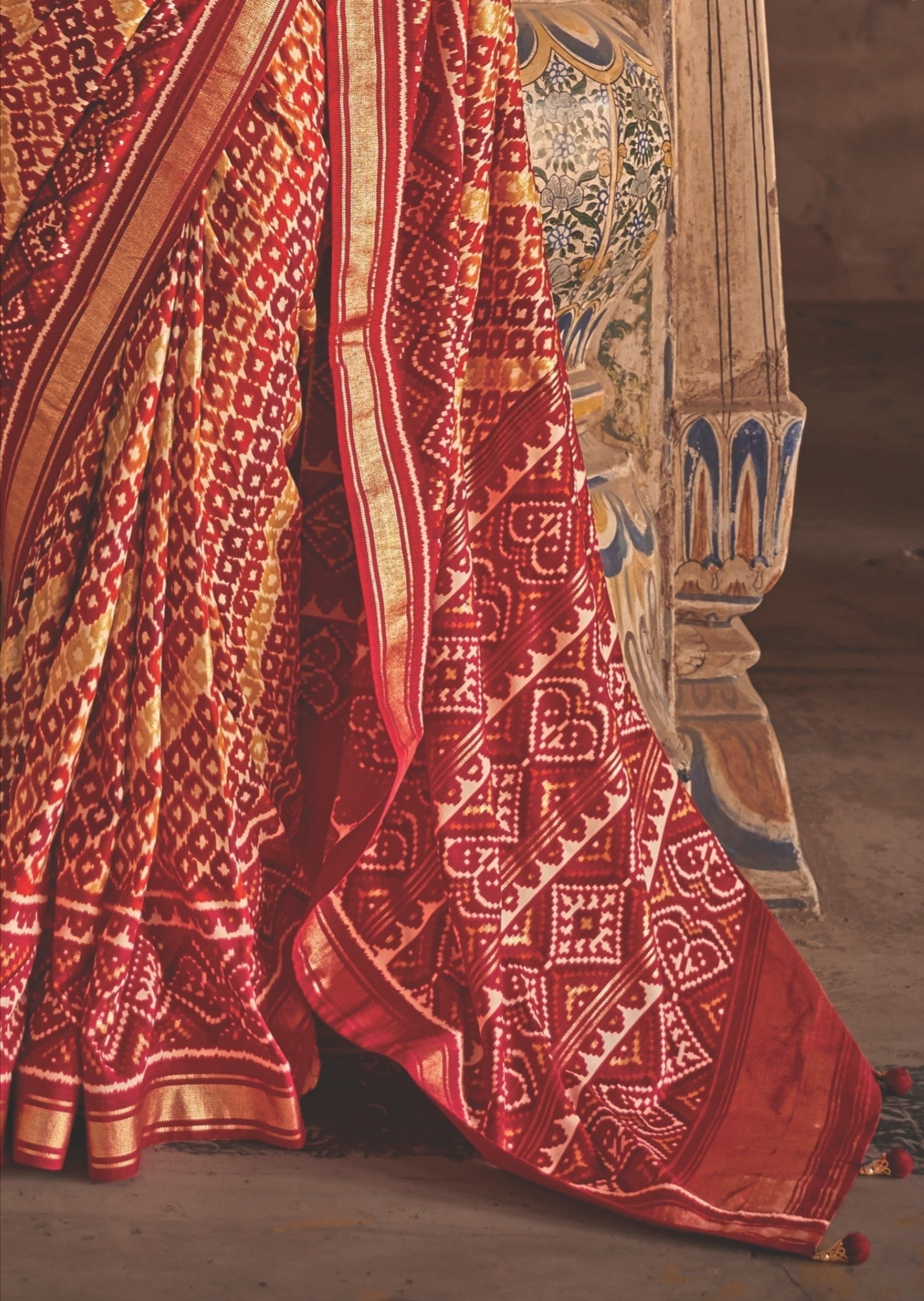 Red and Yellow Patola Saree