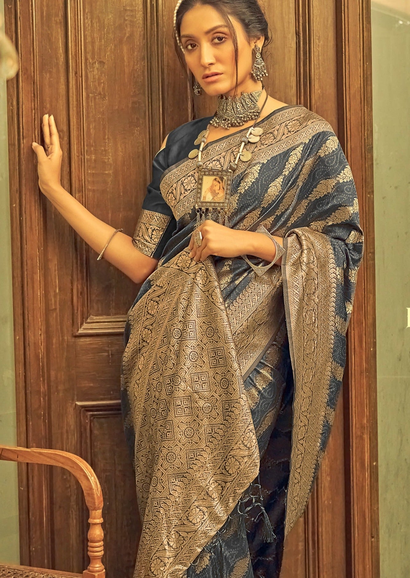 Soft Silk Black Banarasi Saree