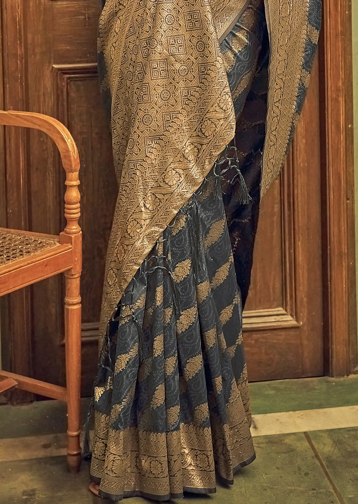 Soft Silk Black Banarasi Saree