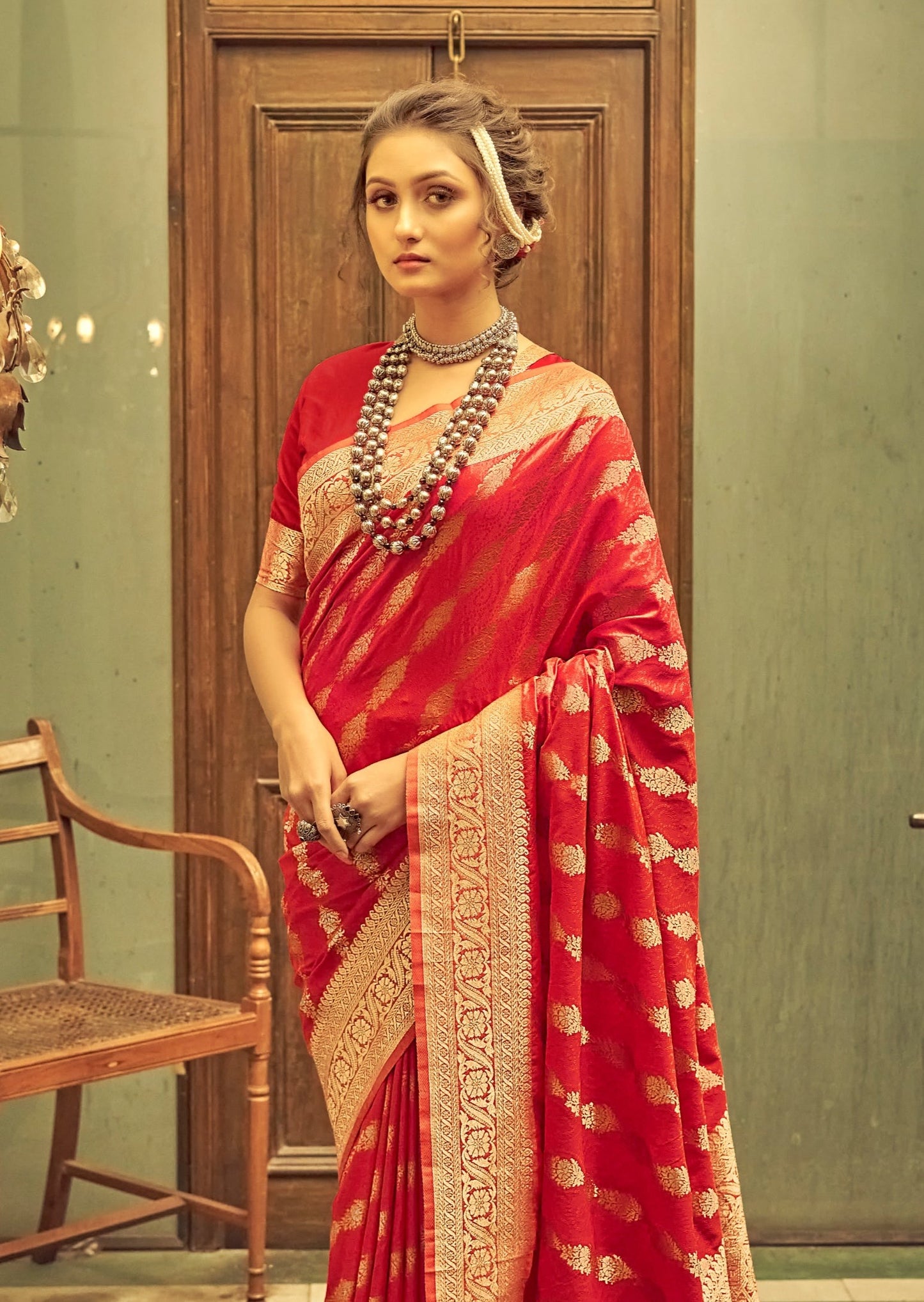 Soft Banarasi Silk Red Saree