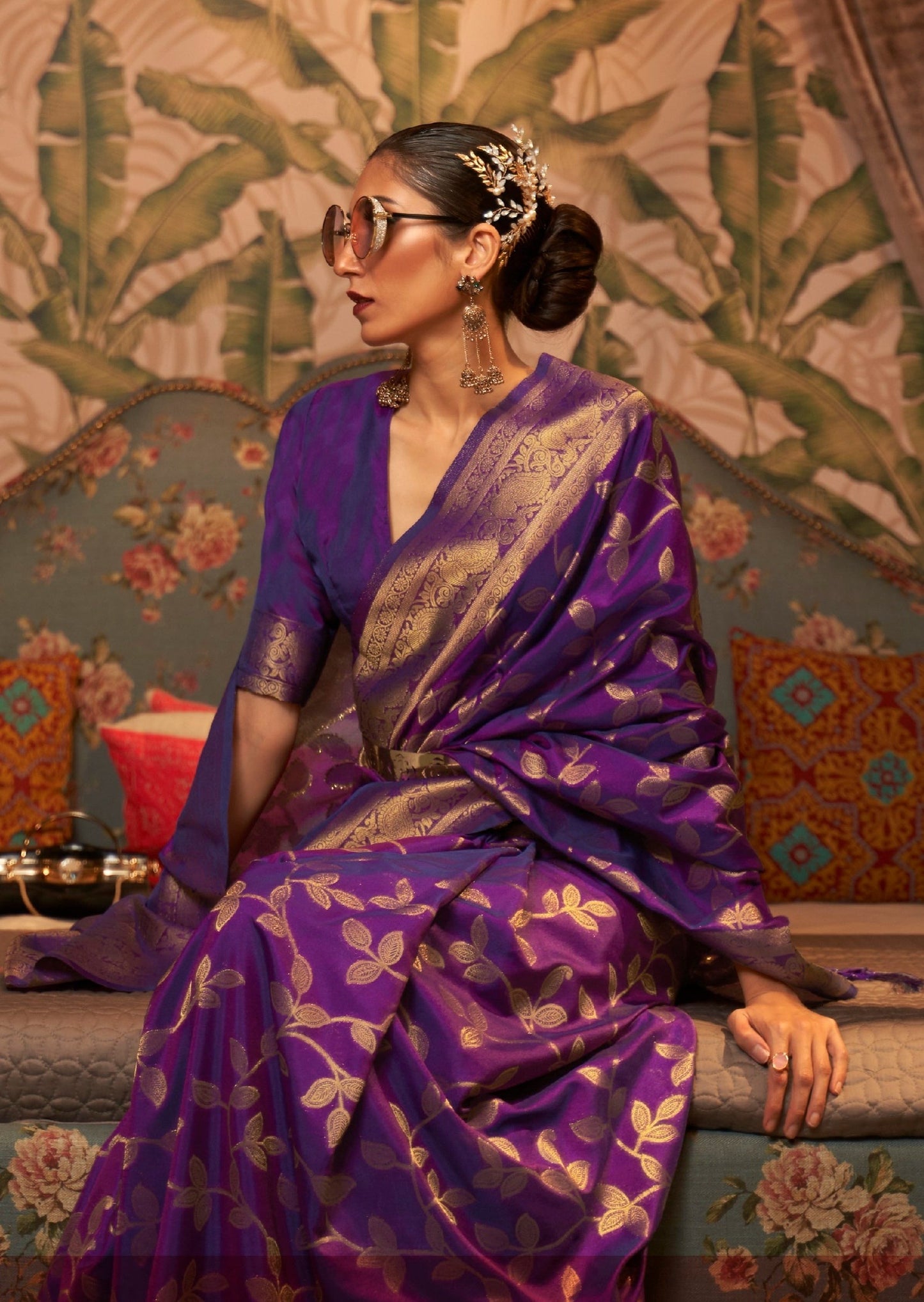 Banarasi Silk Violet Purple Saree