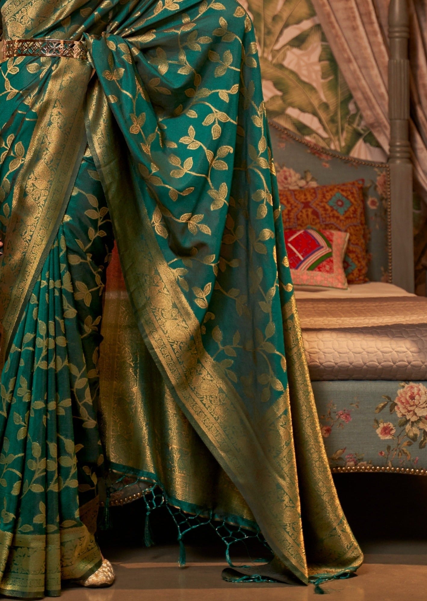 Soft Banarasi Silk Dark Green Saree