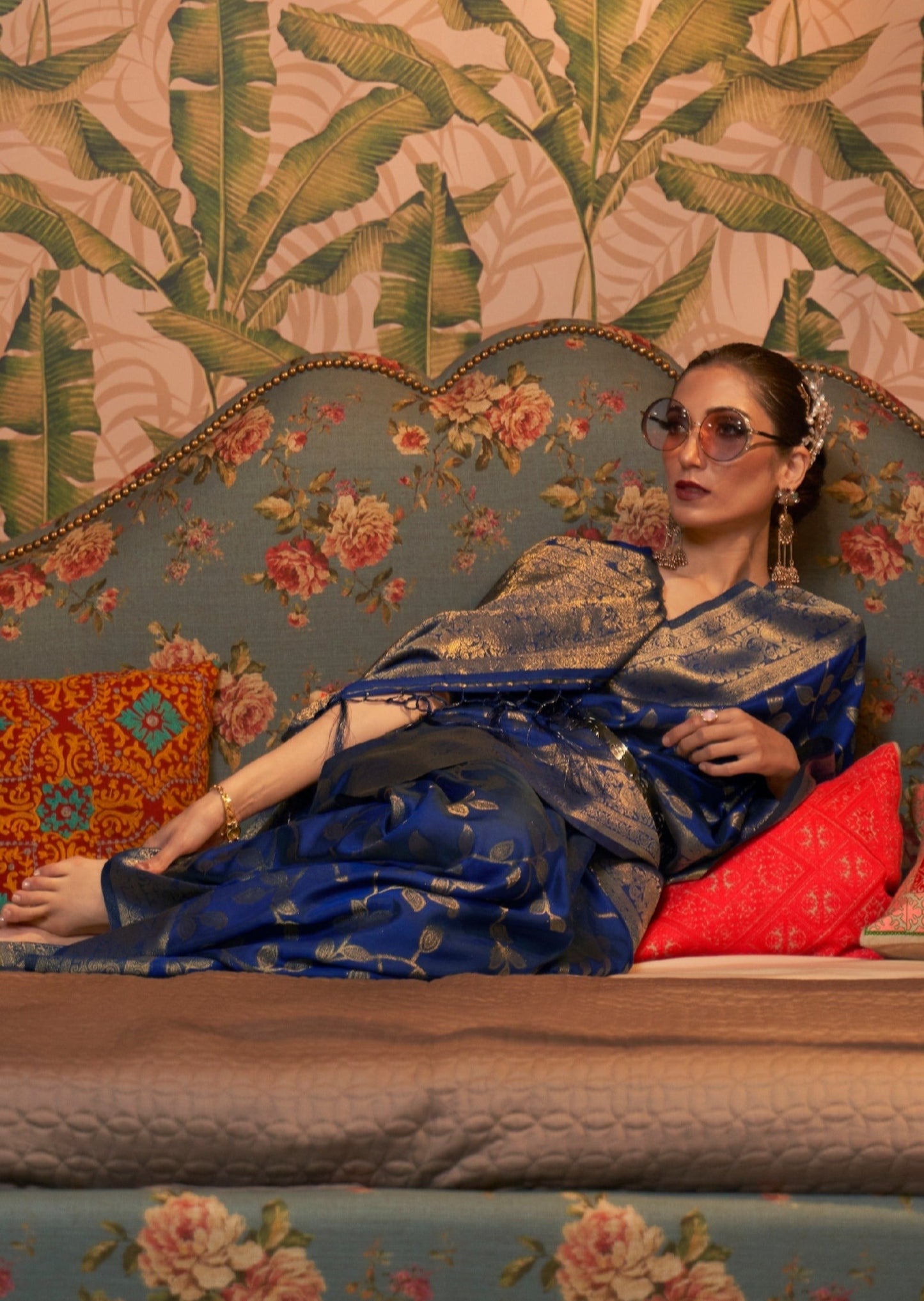 Banarasi Silk Ink Blue Saree