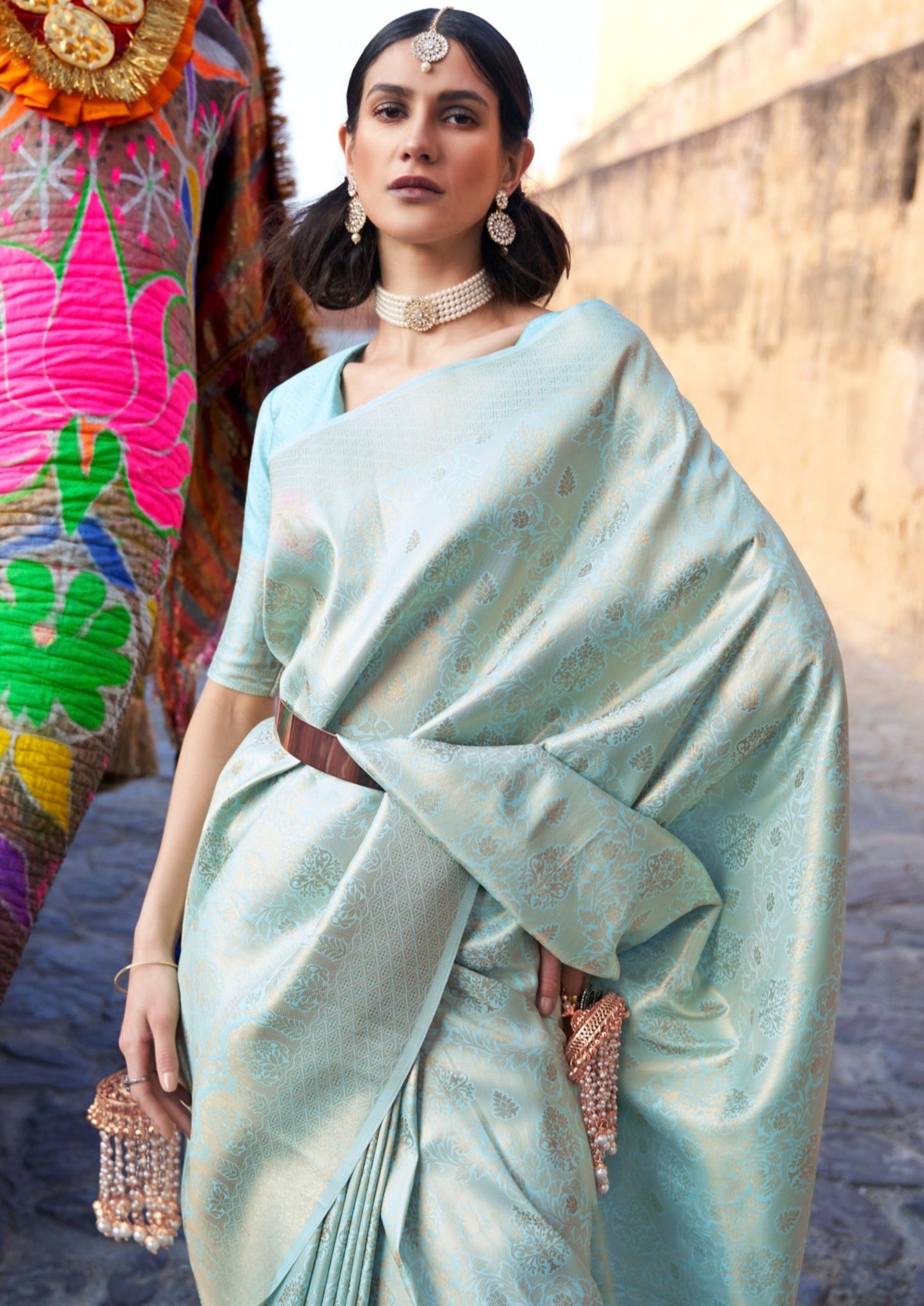 Pastel kanjivaram silk bridal sarees.