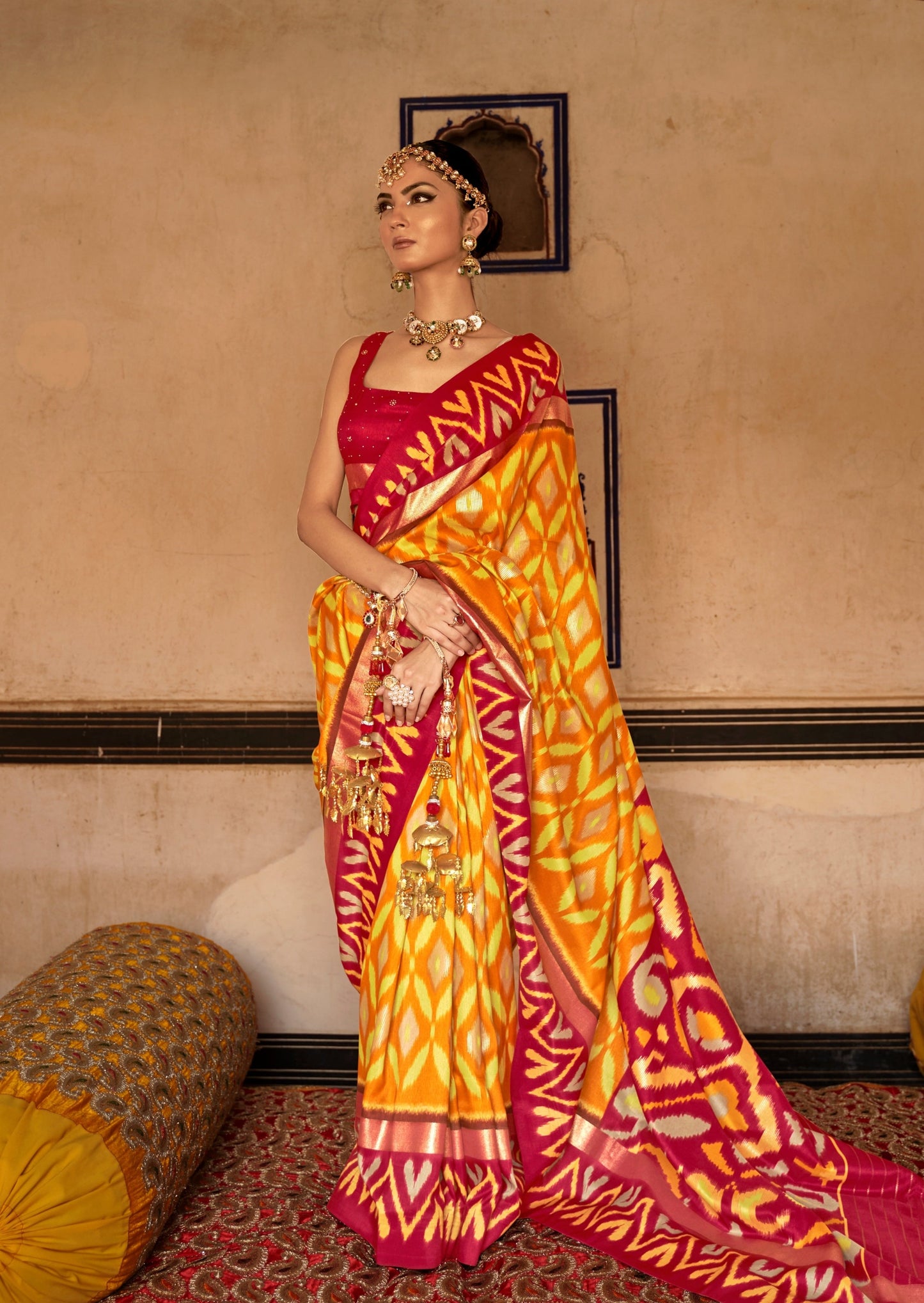Patola Silk Yellow Ikat Saree