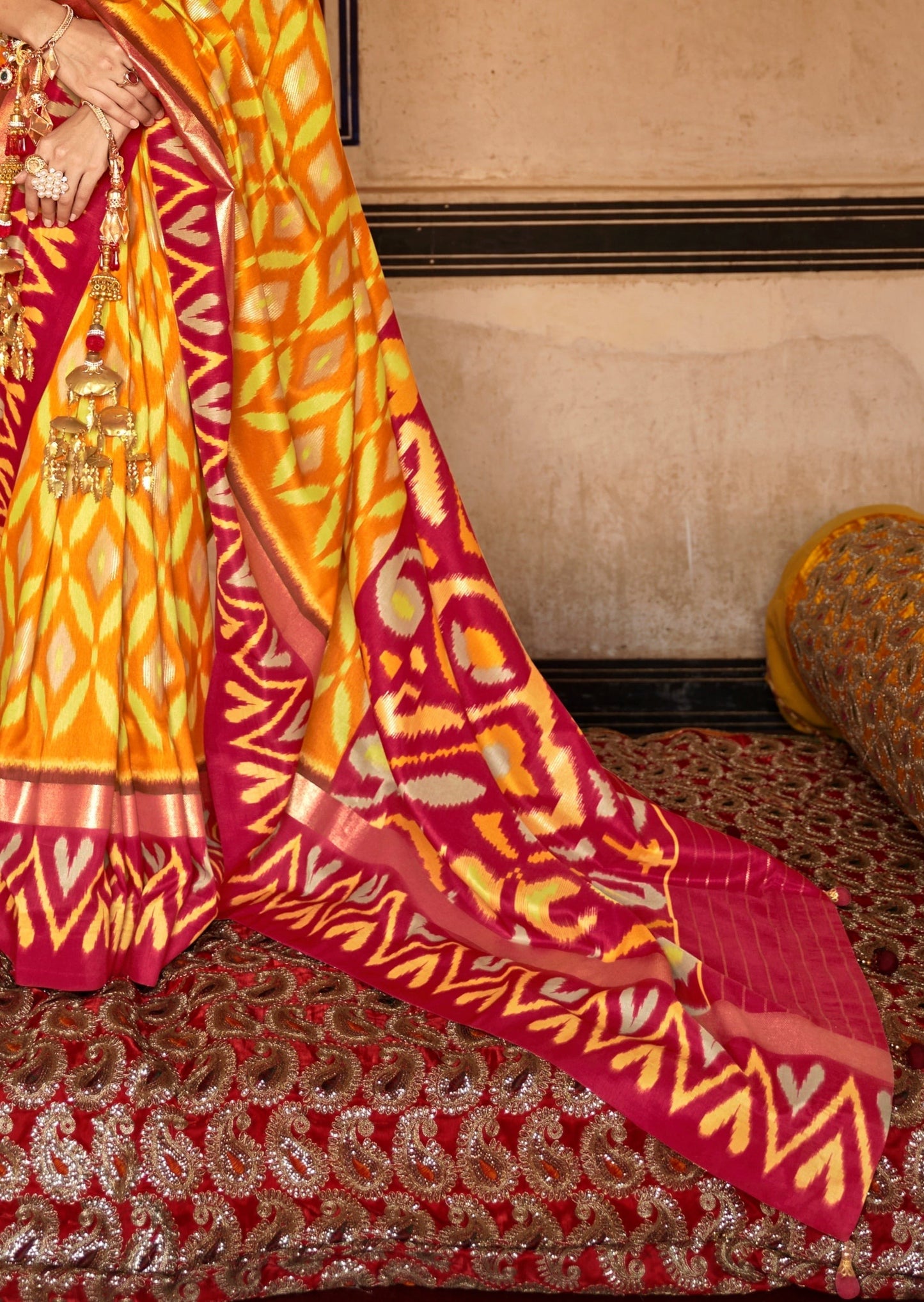 Patola Silk Yellow Ikat Saree