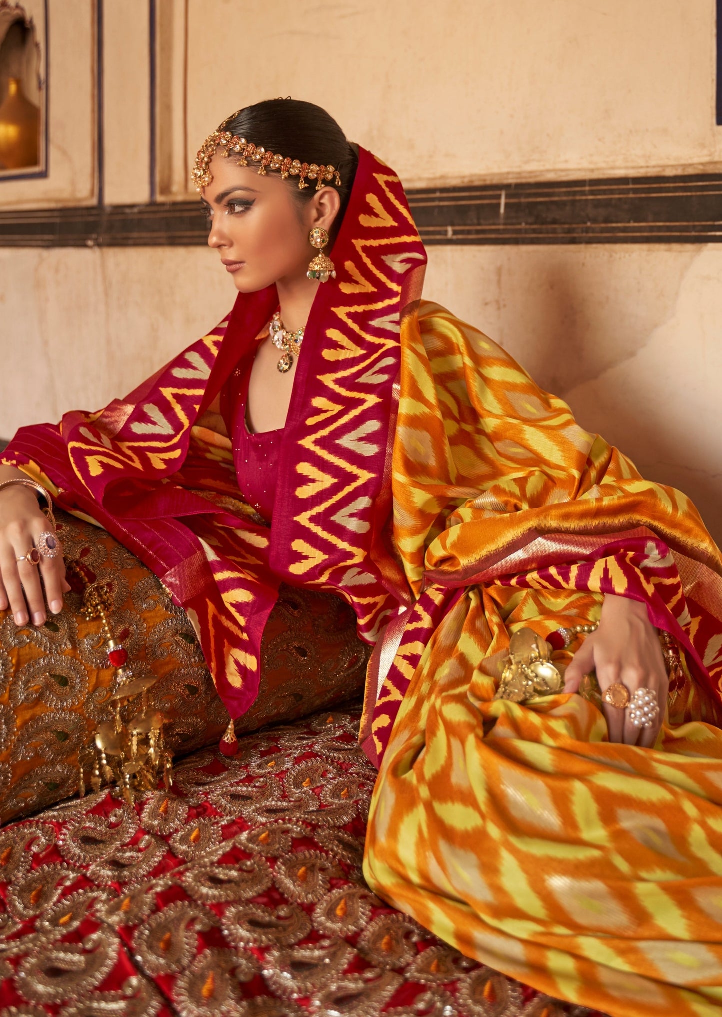Patola Silk Yellow Ikat Saree