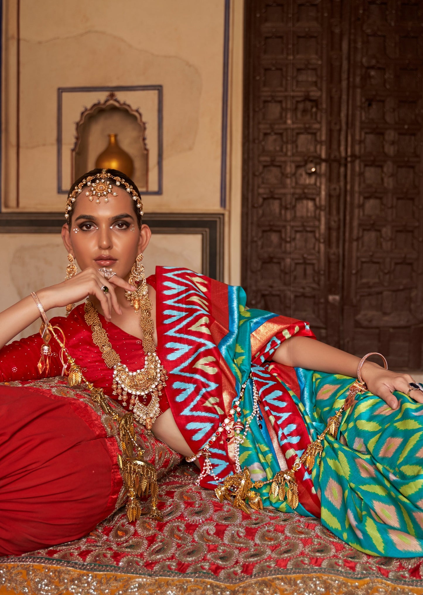 Patola Seafoam Green Ikat Saree