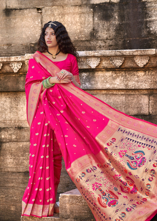 Paithani Silk Candy Pink Saree