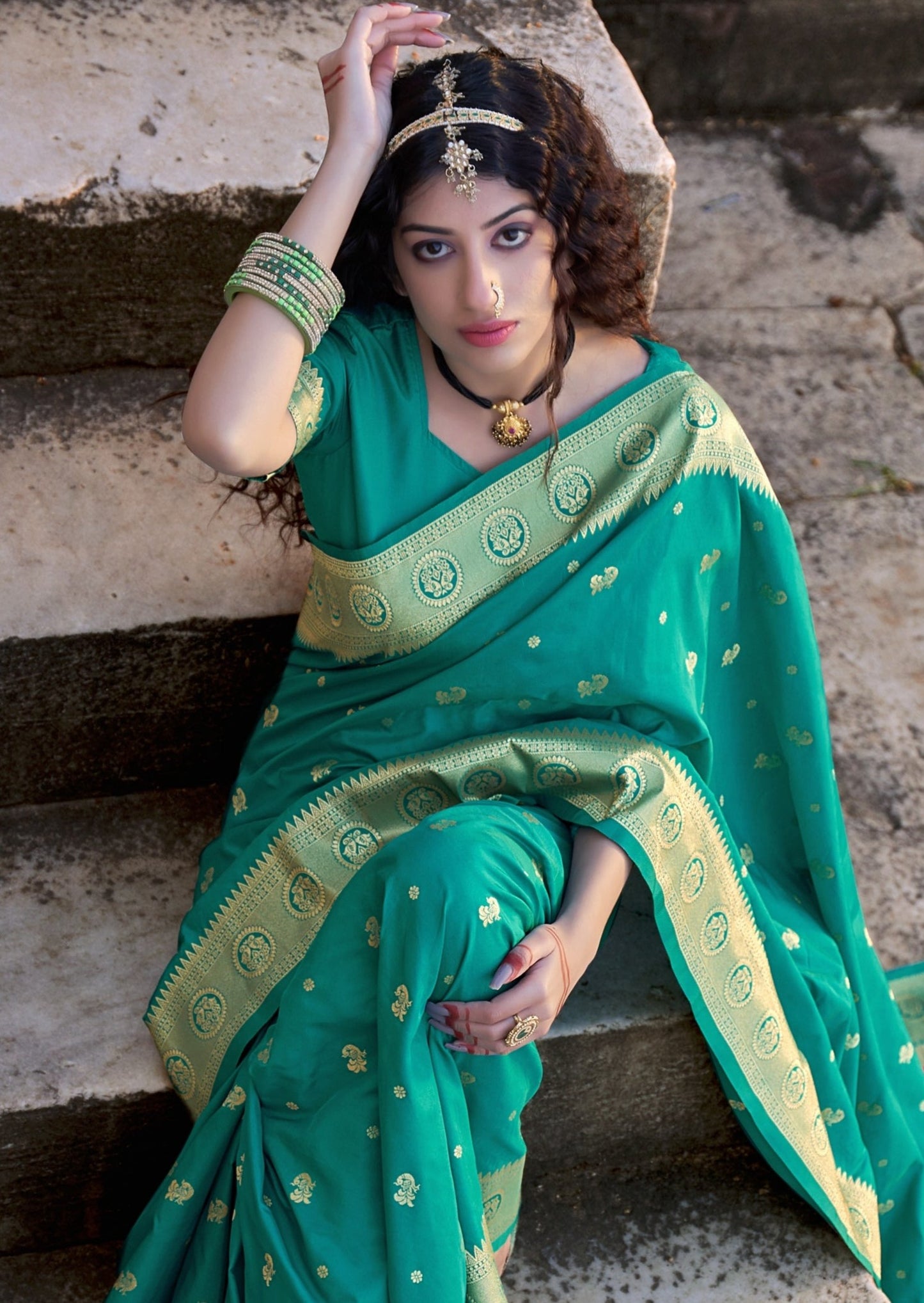 Pure Paithani Silk Green Wedding Saree