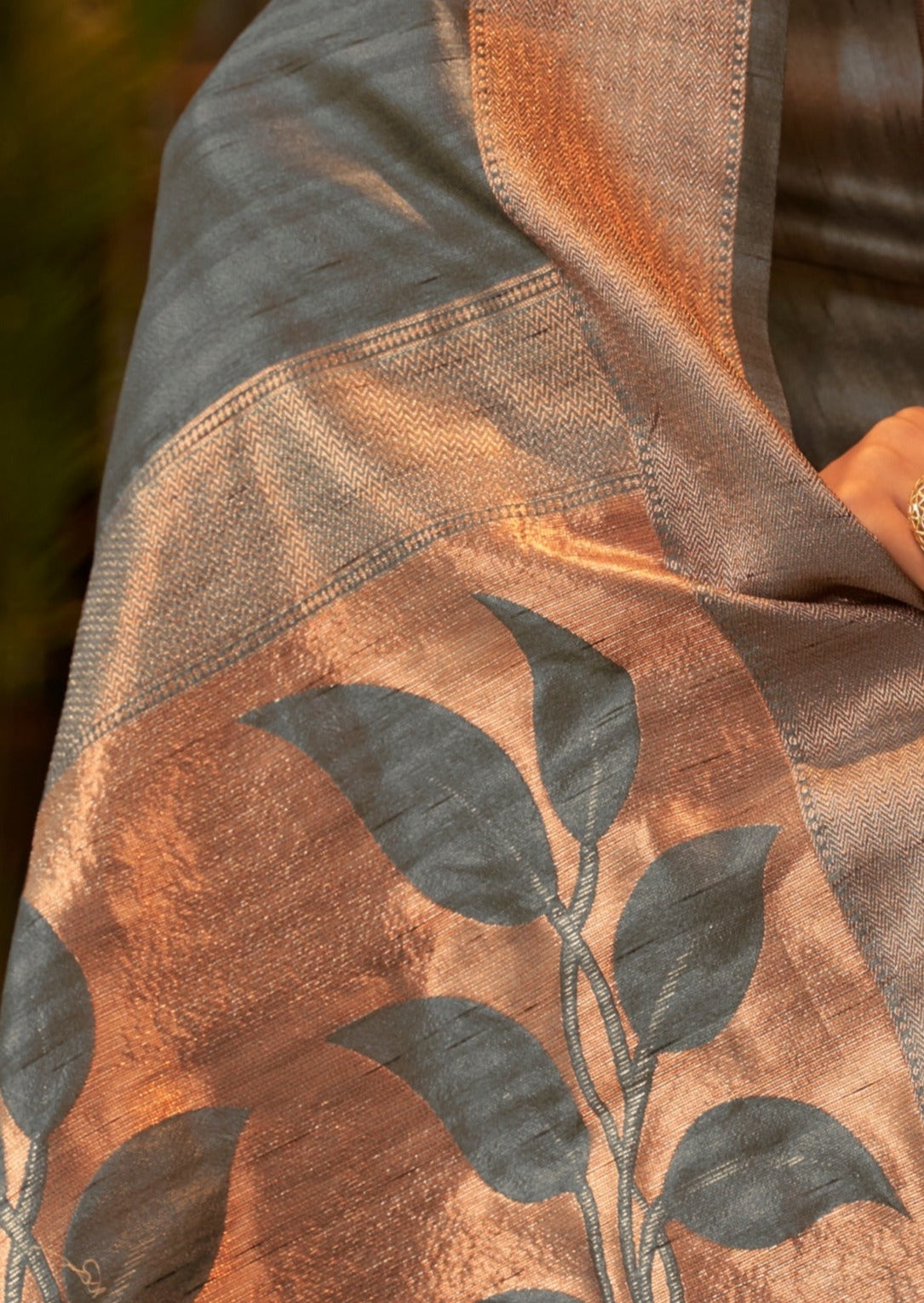 Pure Tussar Silk Grey Handloom Saree