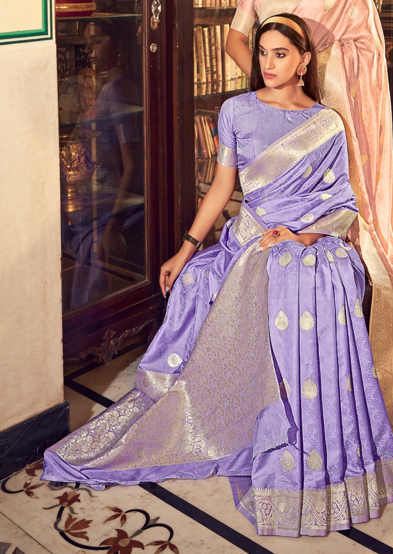 Banarasi Satin Silk Purple Saree