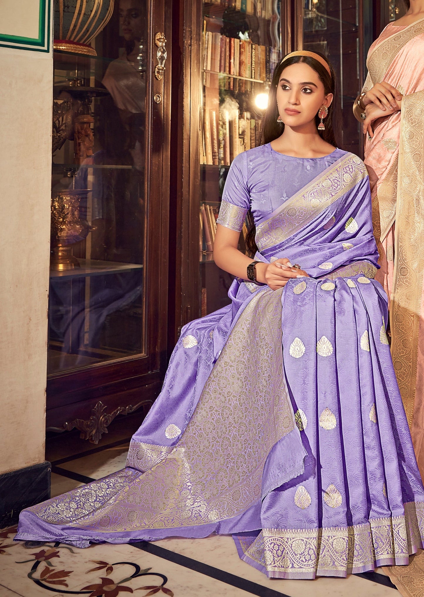 Banarasi Satin Silk Purple Saree