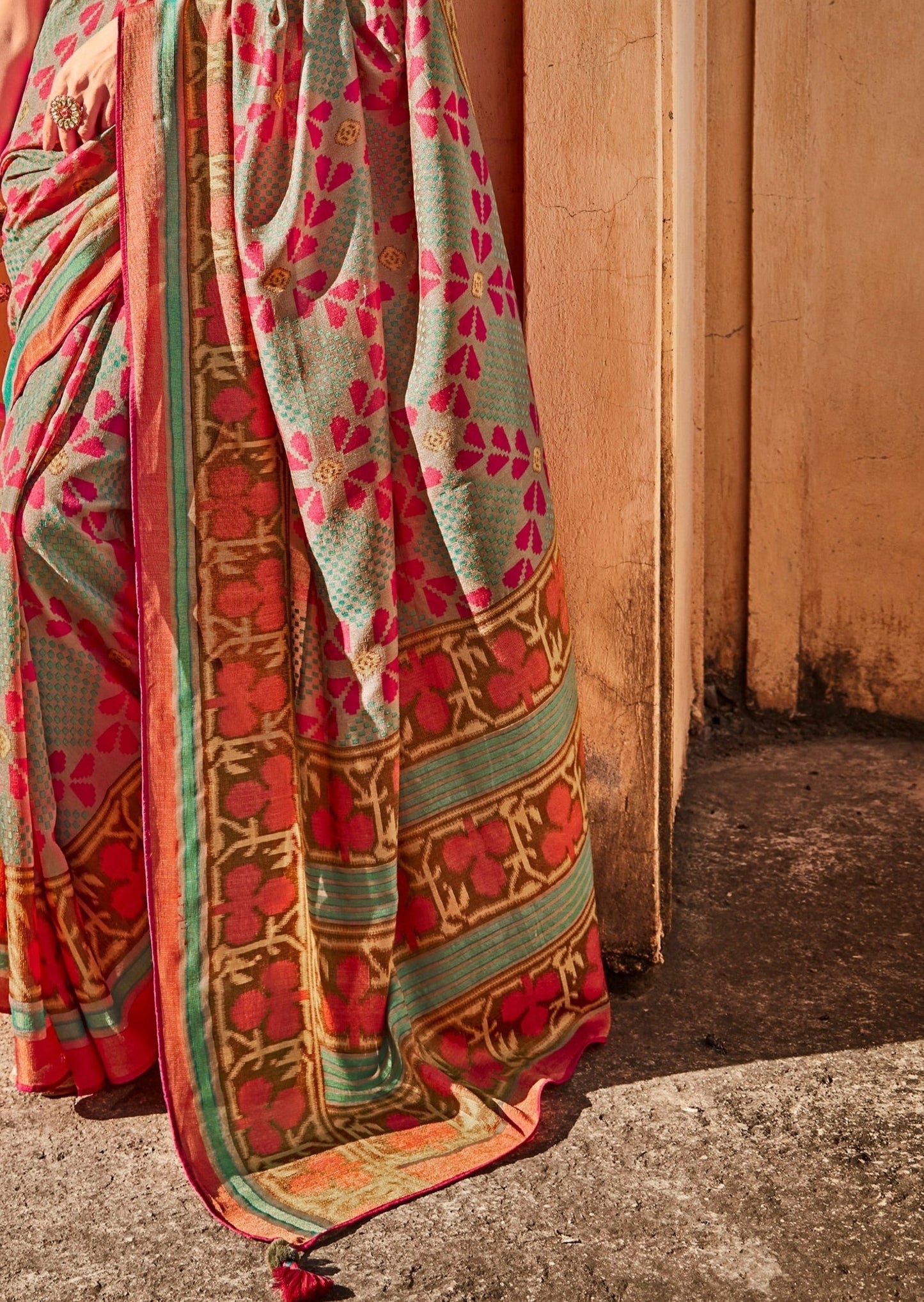 Brasso Silk Pastel Blue Patola Saree