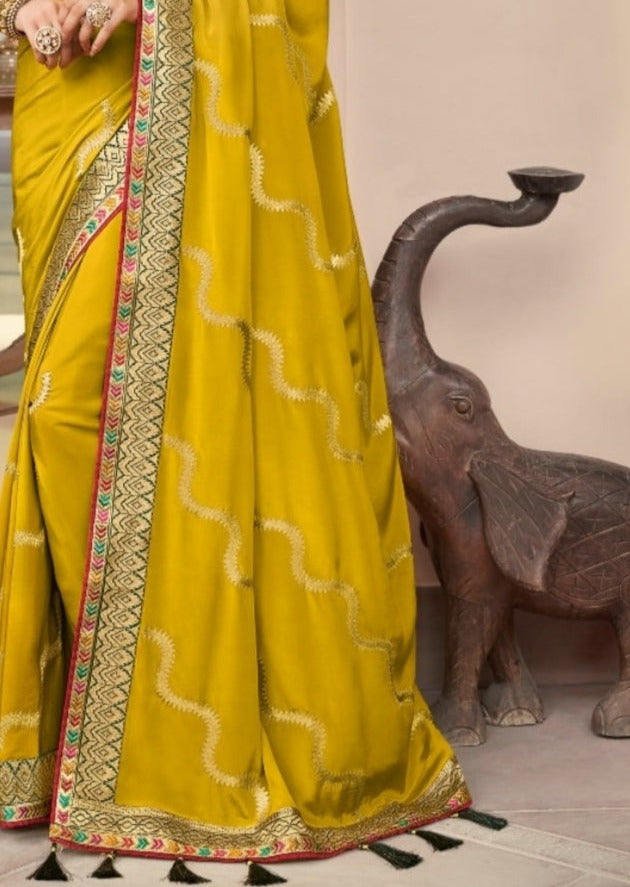 Abira Silk Marigold Yellow Saree